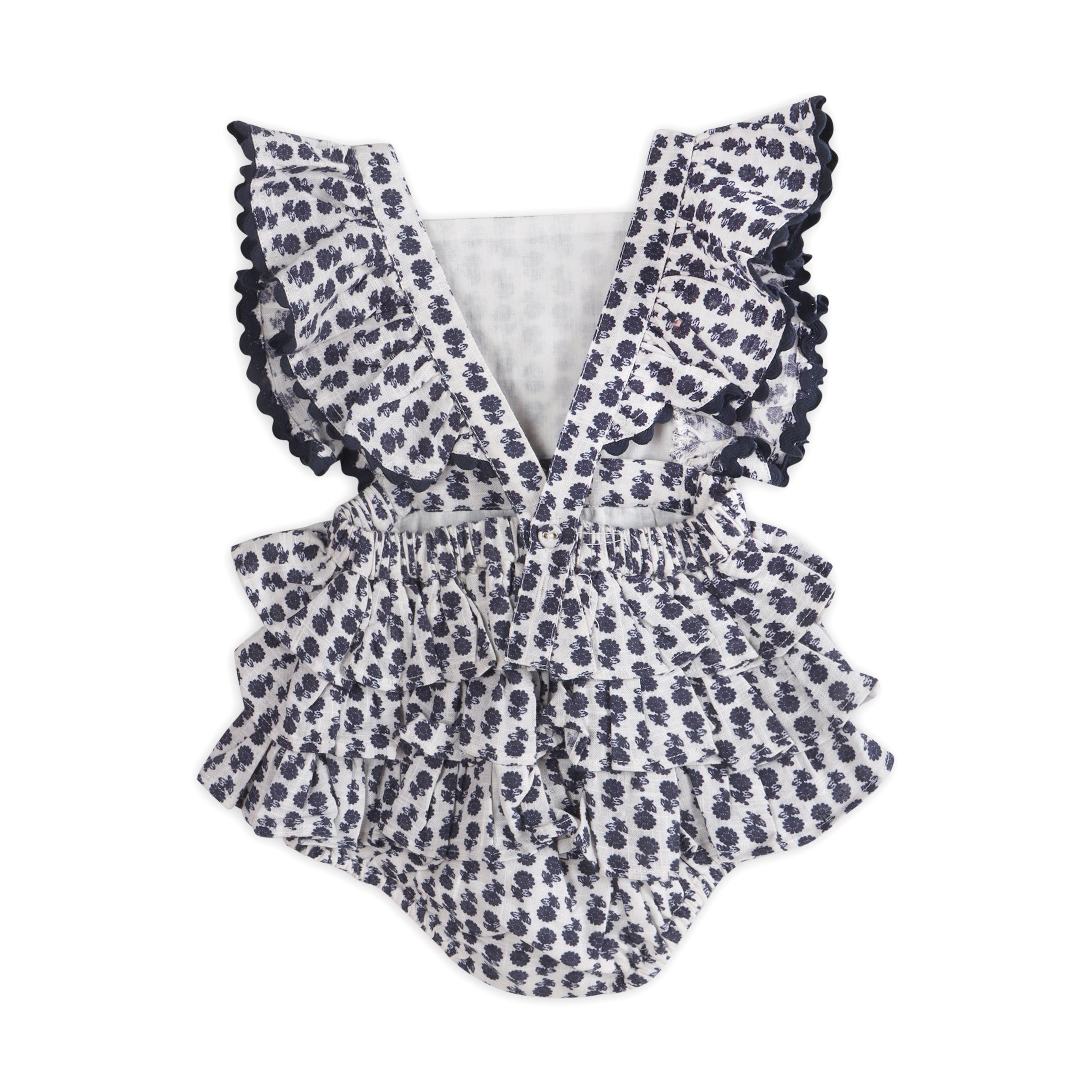Everly Blue Floral Baby Romper Back (Organic)