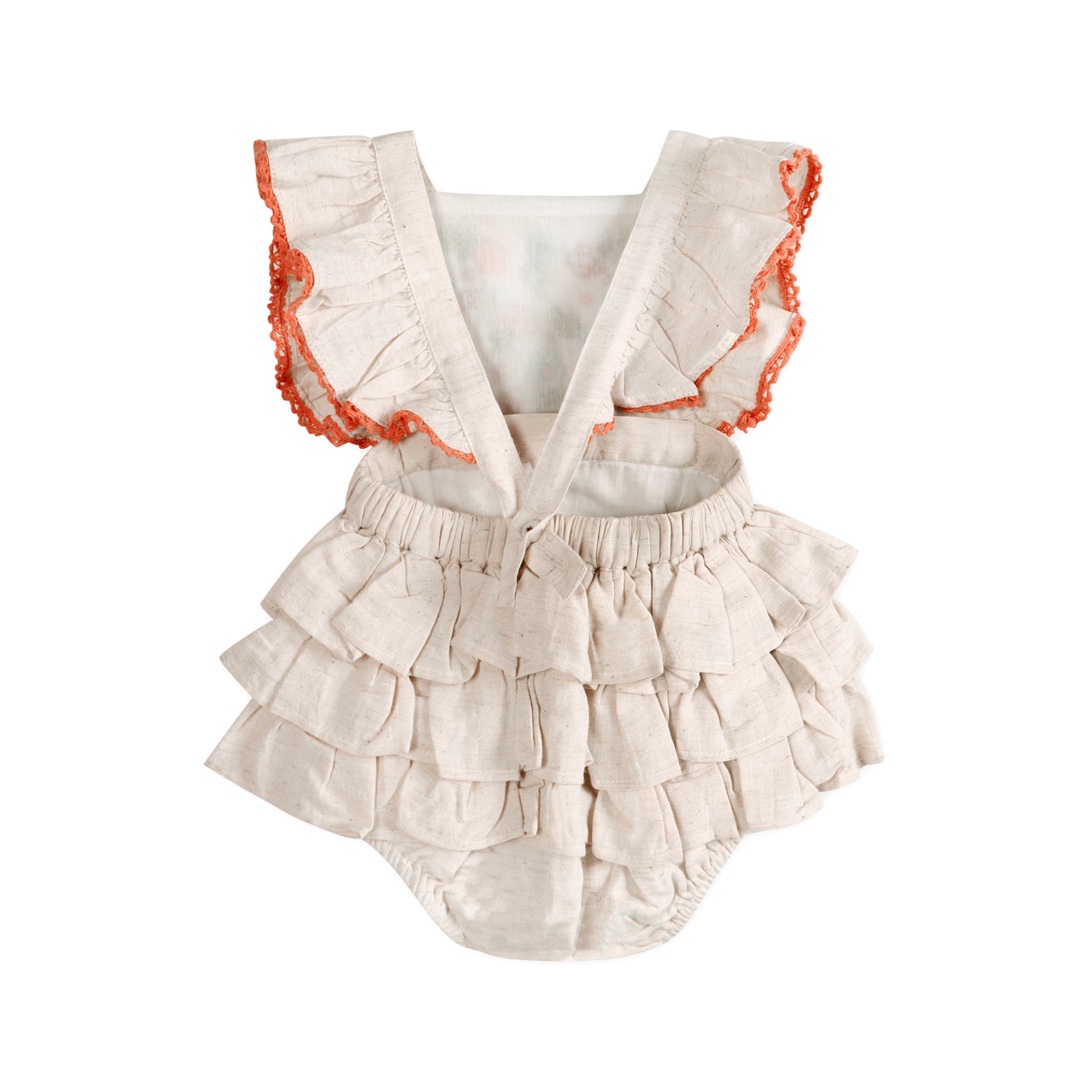 Anya Embroidered Baby Romper Back (Linen Blend)