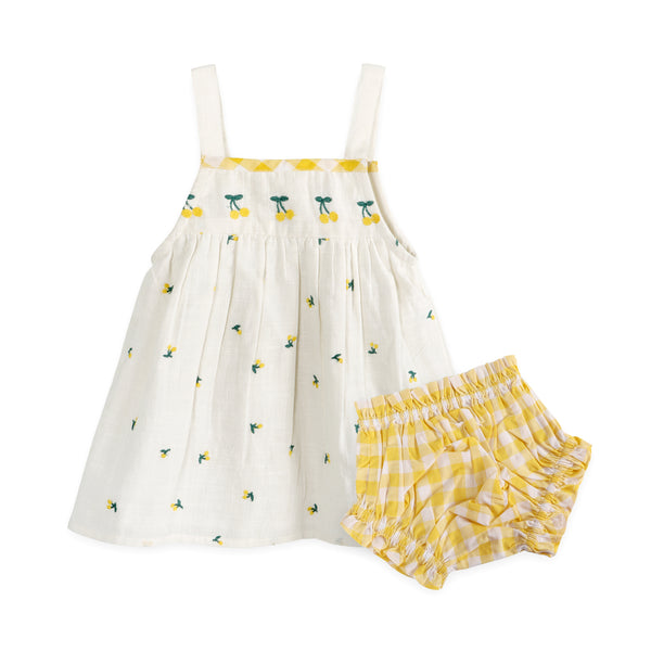む*ん様 BABY LULA EM BROIDERED BLOOMER / LI Viverano | Lulu Embroidered Baby Dress + Bloomer (Organic)