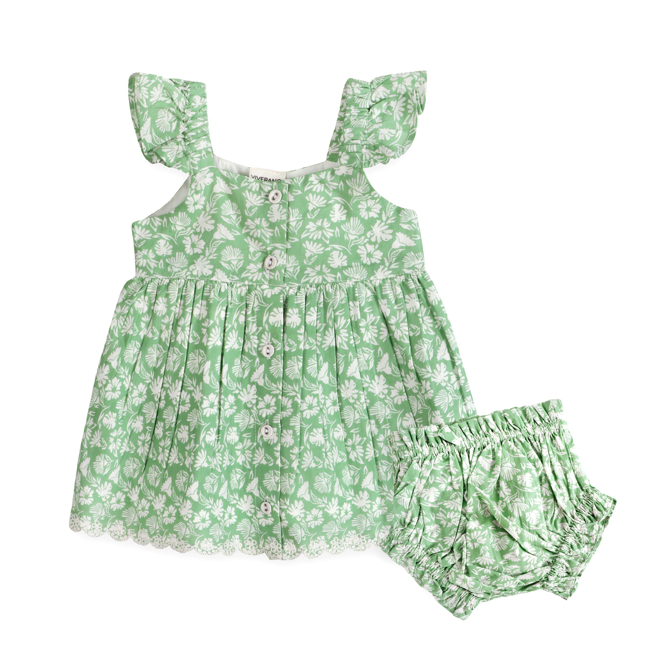 Ivy Embroidered Baby Dress + Bloomer (Organic)