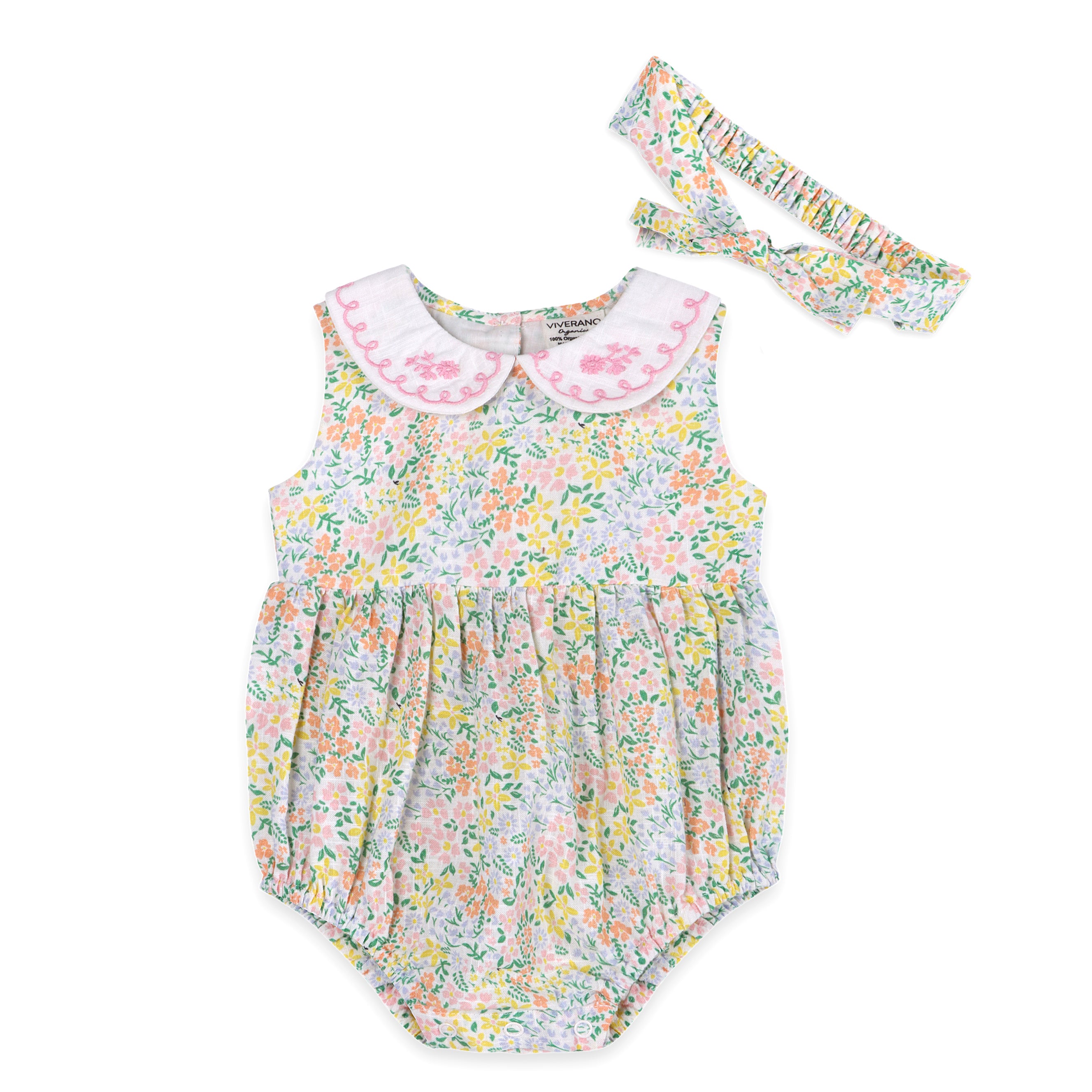 Francis Floral Baby Romper + Headband (Organic)
