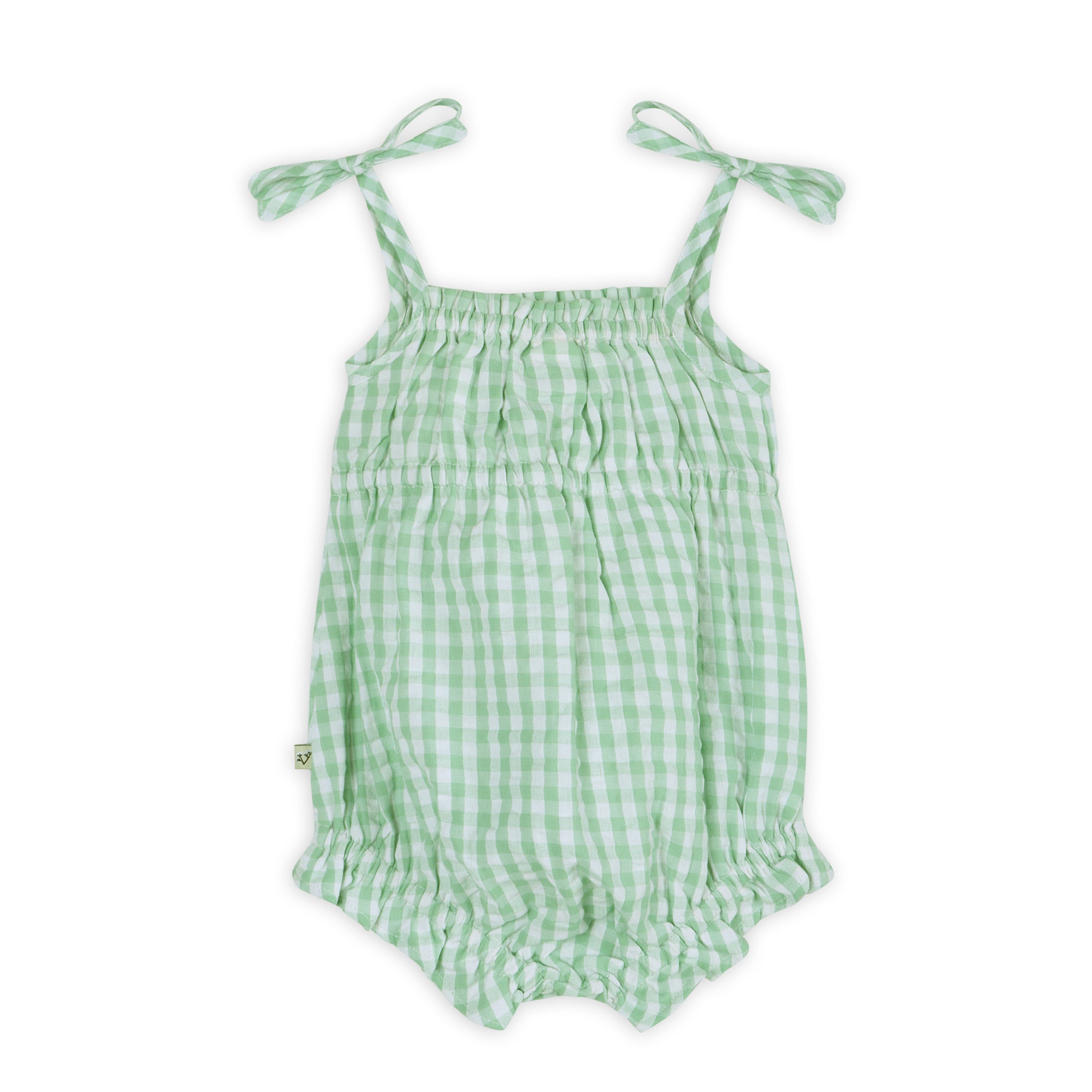 Forest Gingham Baby Romper Back (Organic)