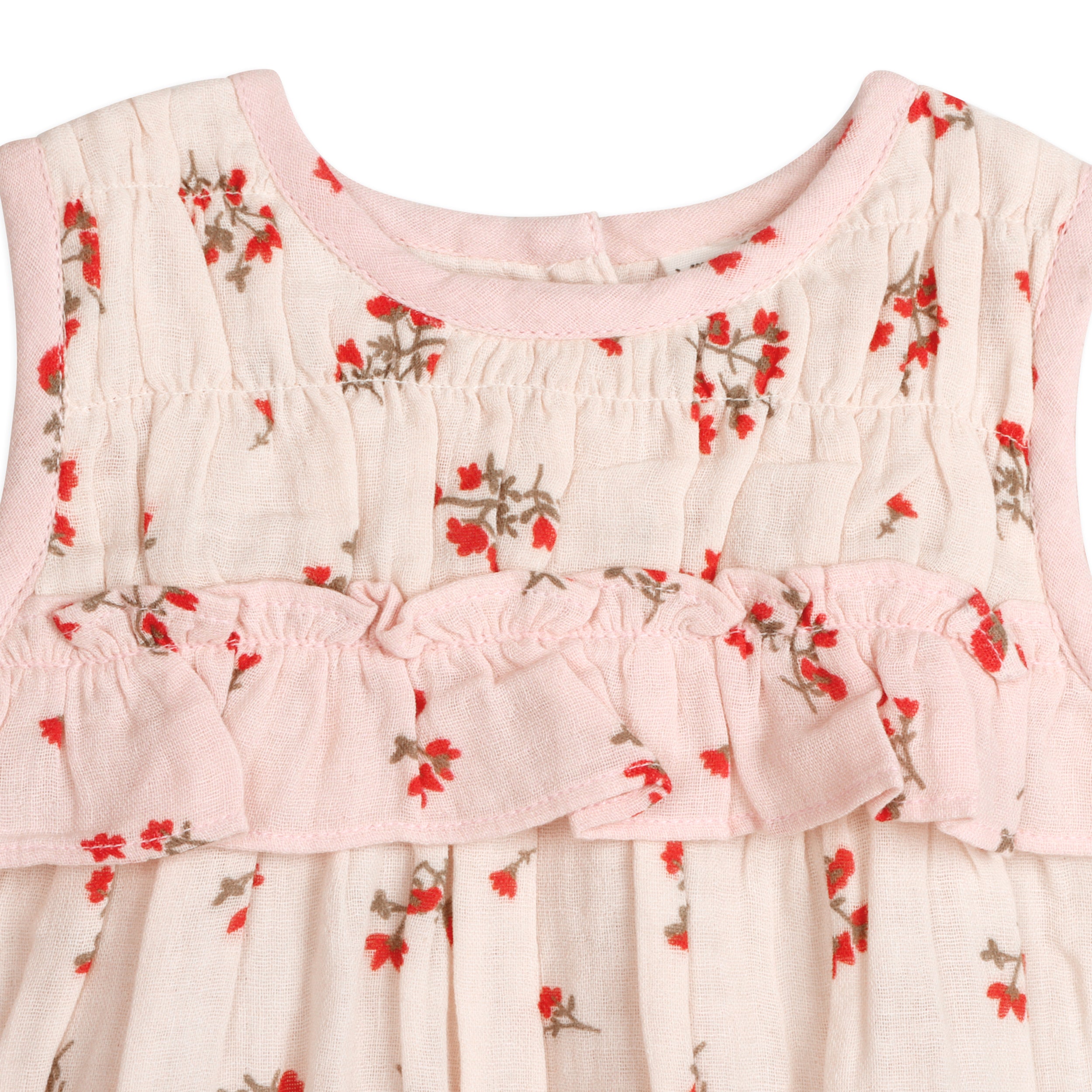 Noor Floral Baby Romper Detail (Organic)