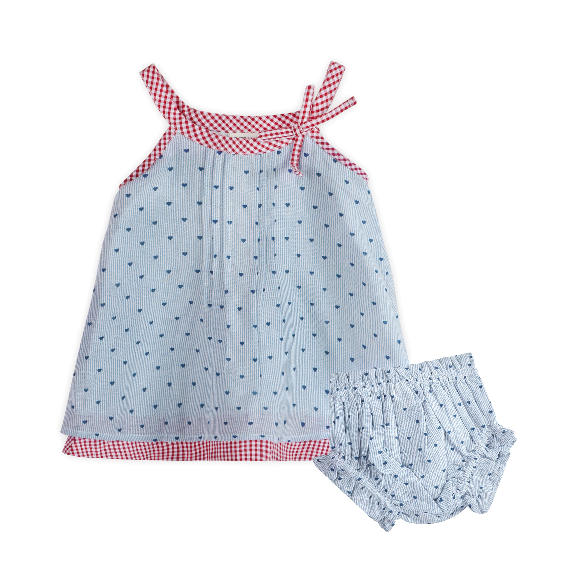 Elara Ditsy Hearts Baby Dress + Bloomer (Organic)