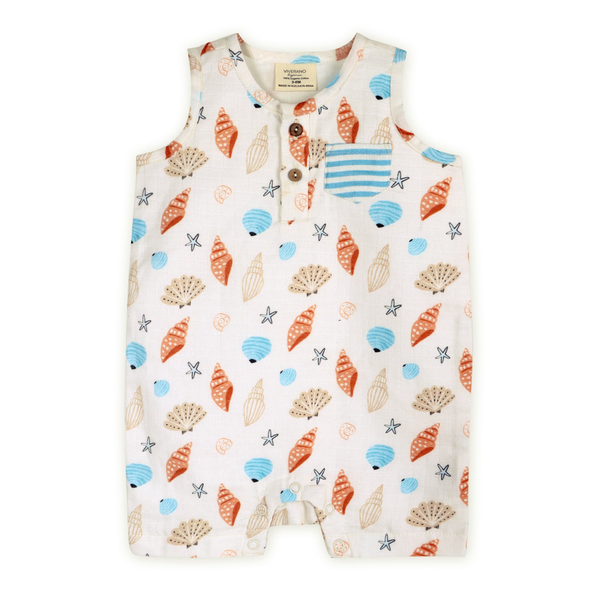 Seashell Baby Romper (Organic Muslin)