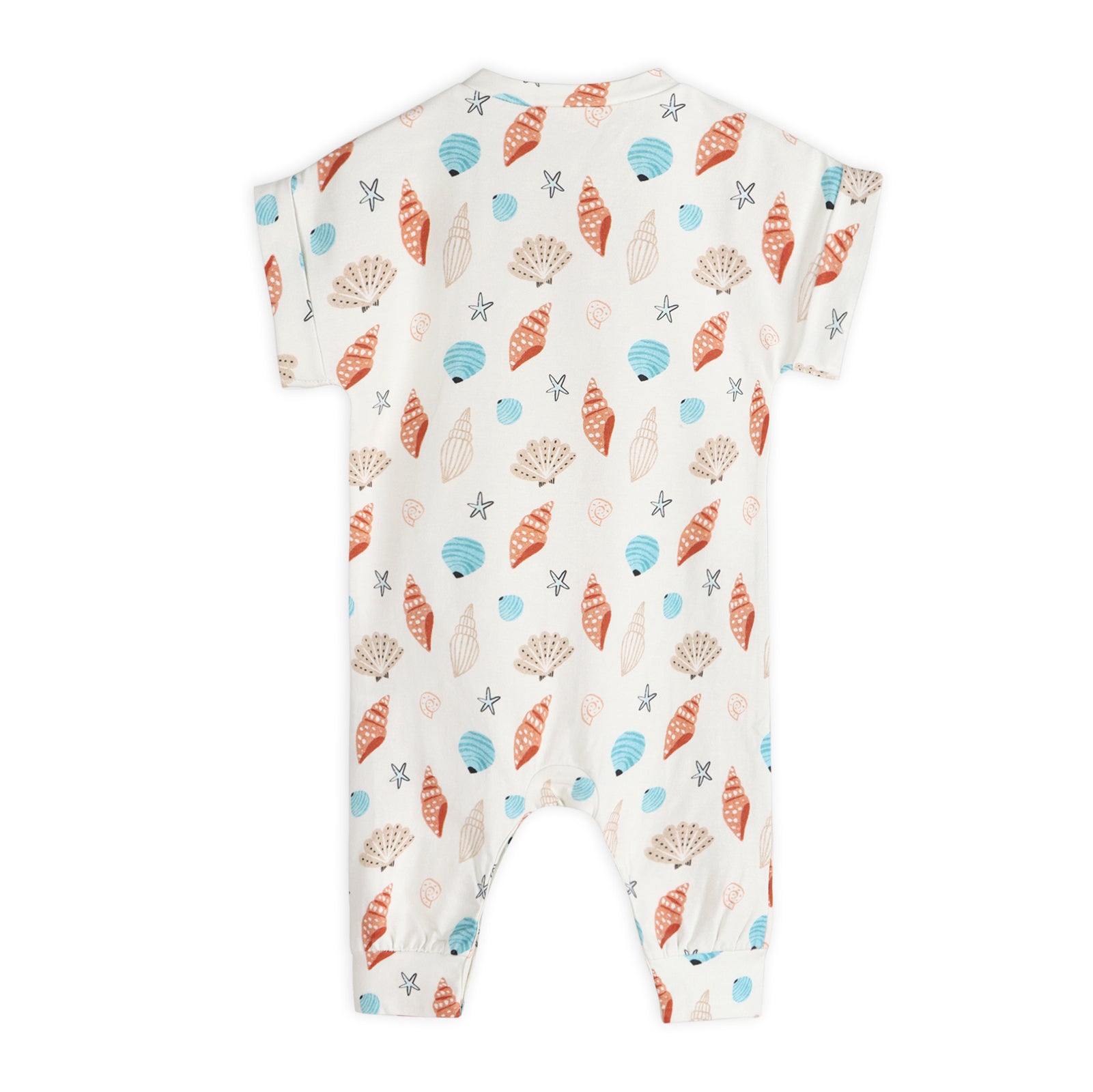 Seashell Kangaroo Pocket Baby Jumpsuit Back (Organic Jersey)