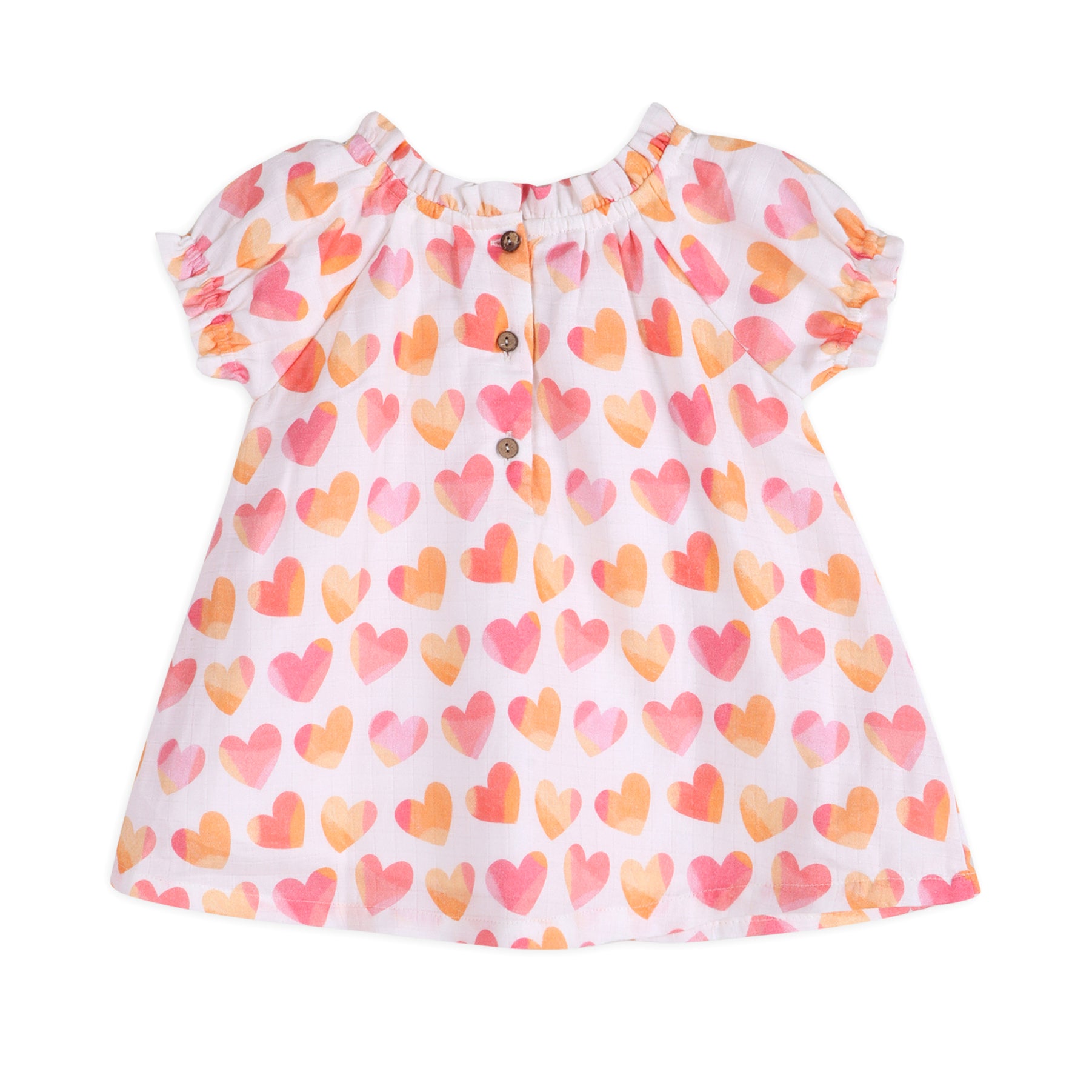 Hearts Baby Dress Back (Organic Muslin)