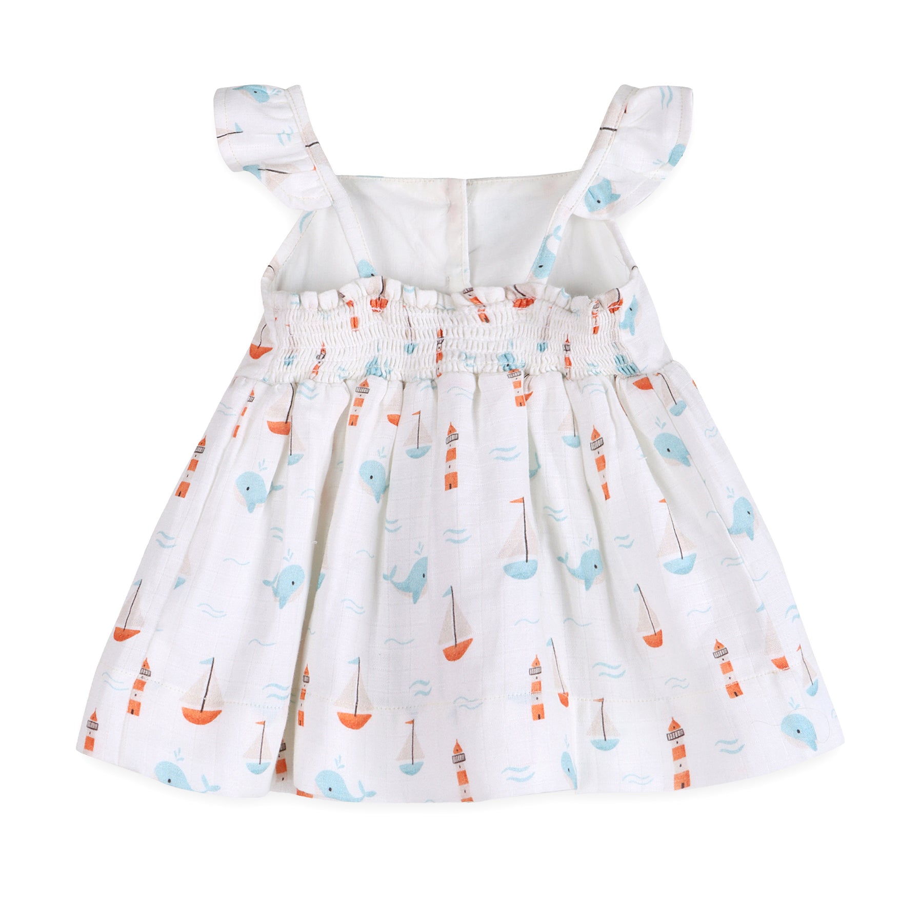 Sailboat Baby Dress Back (Organic Muslin)