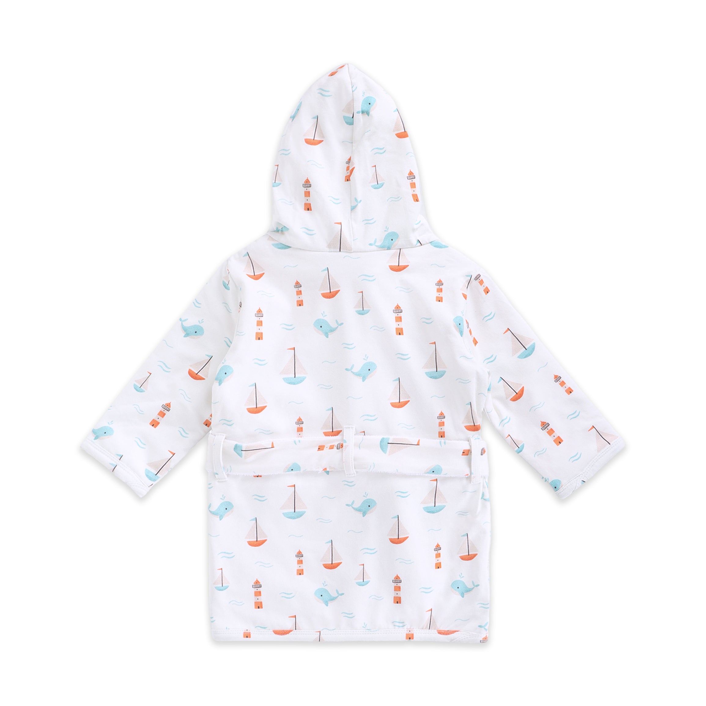 Sailboat Baby Bathrobe Back (Organic Jersey)
