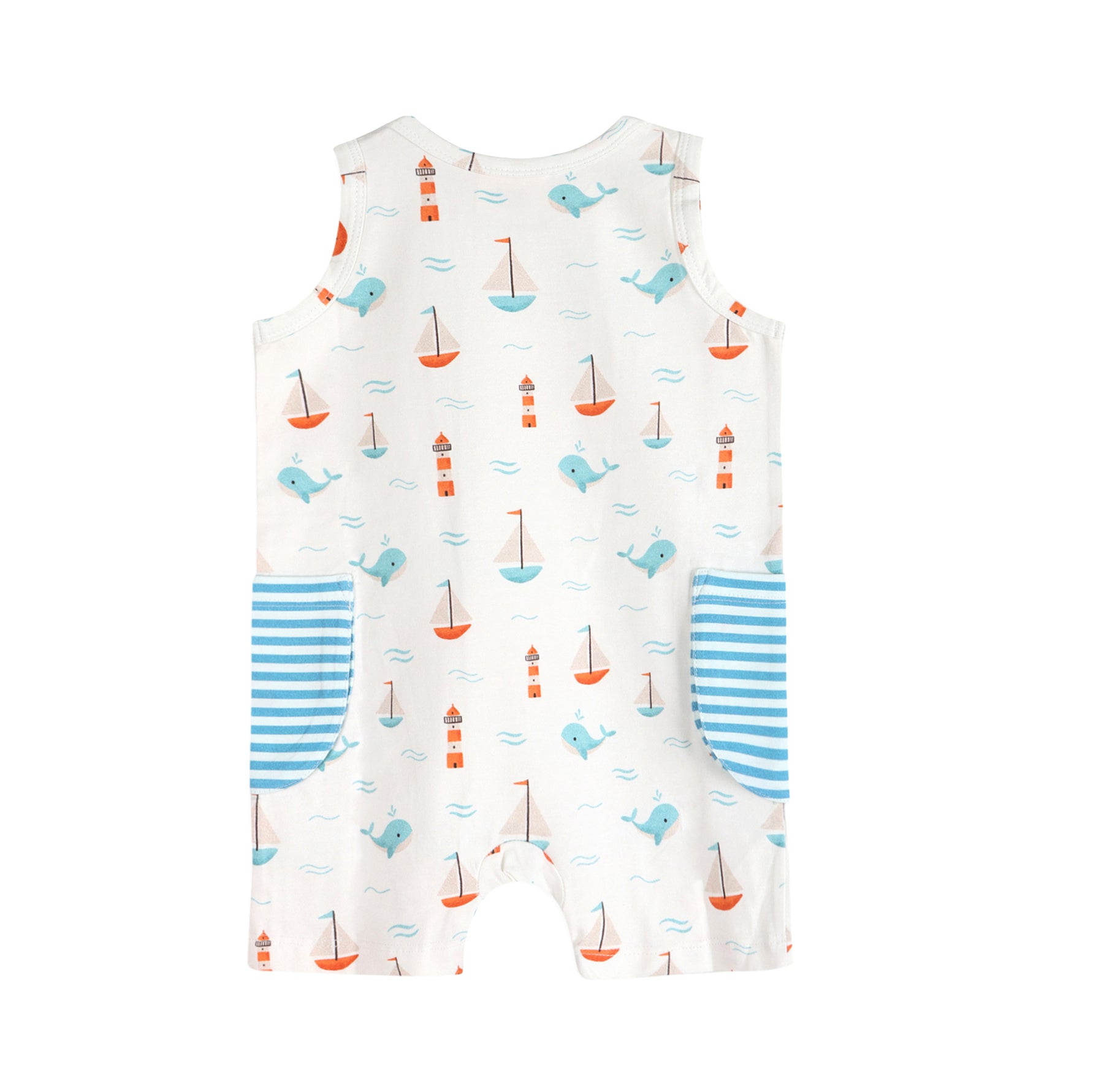 Sailboat Baby Shortie Romper Back (Organic Jersey)