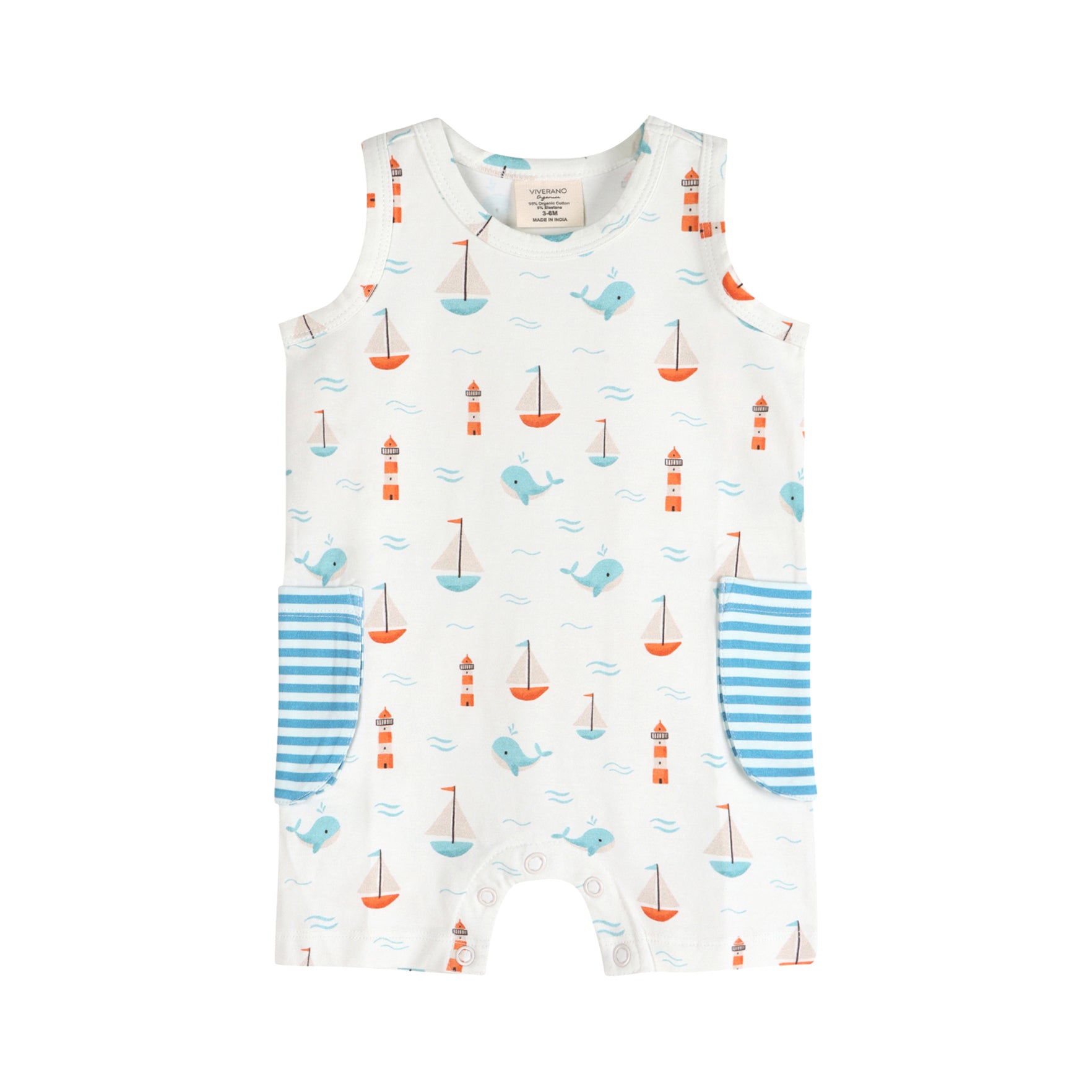 Sailboat Baby Shortie Romper (Organic Jersey)