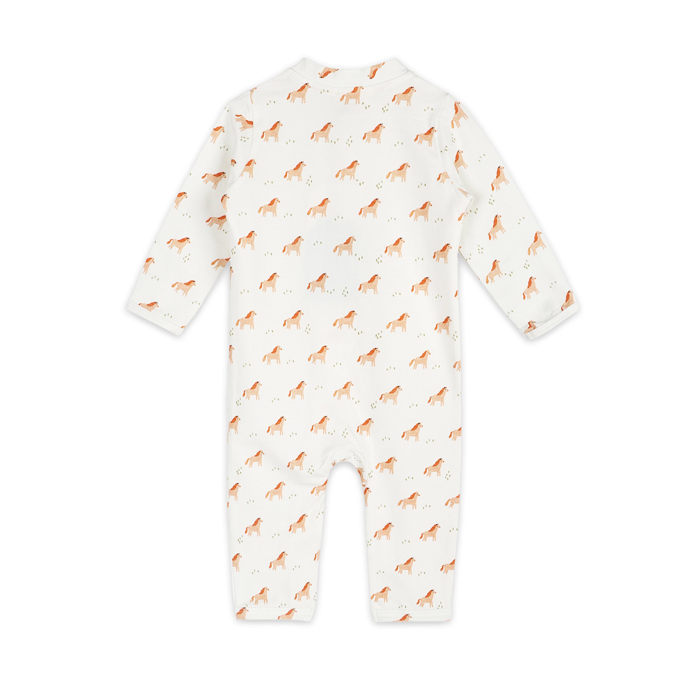Horse Baby Zipper Jumpsuit Back (Organic Jersey)
