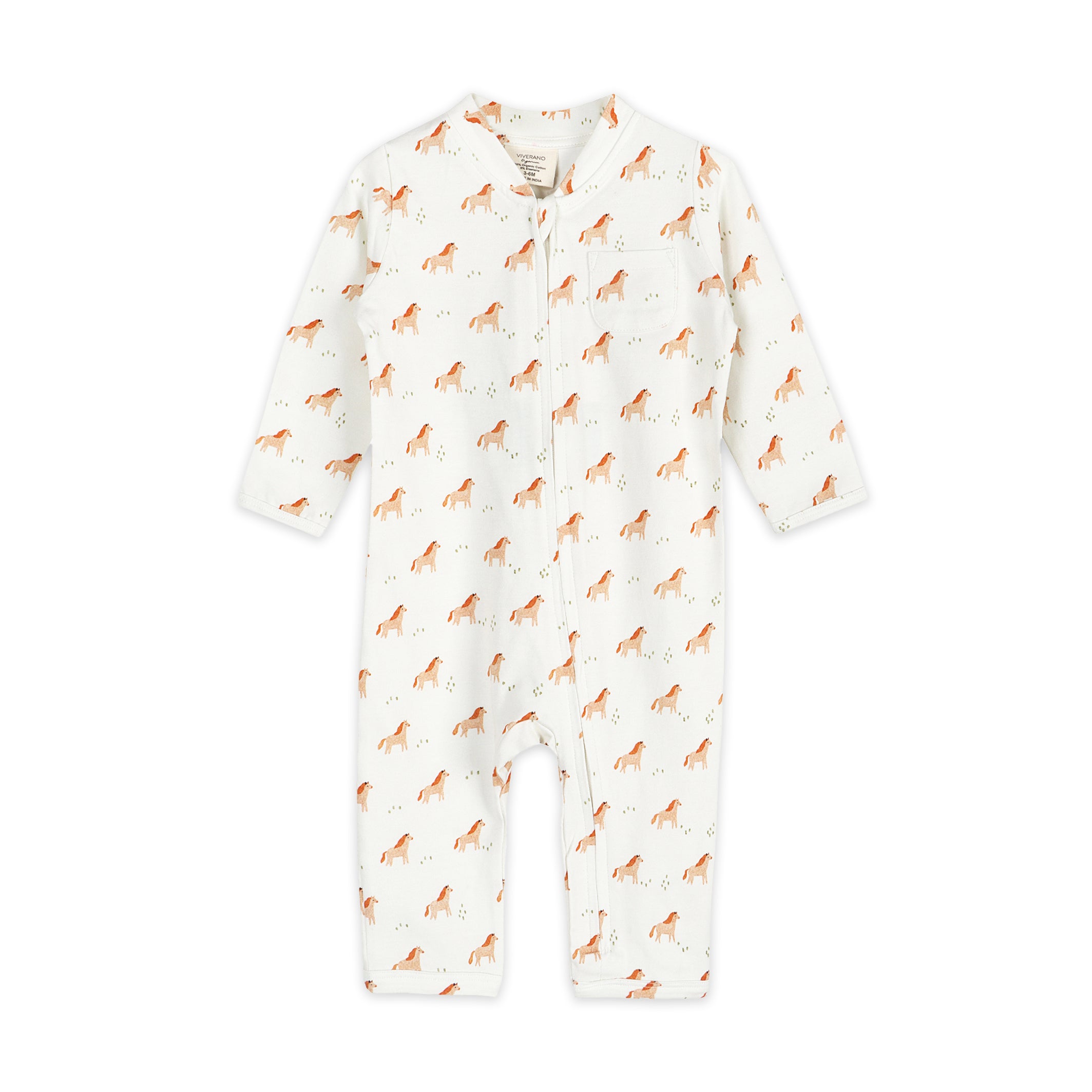 Horse Baby Zipper Jumpsuit (Organic Jersey)