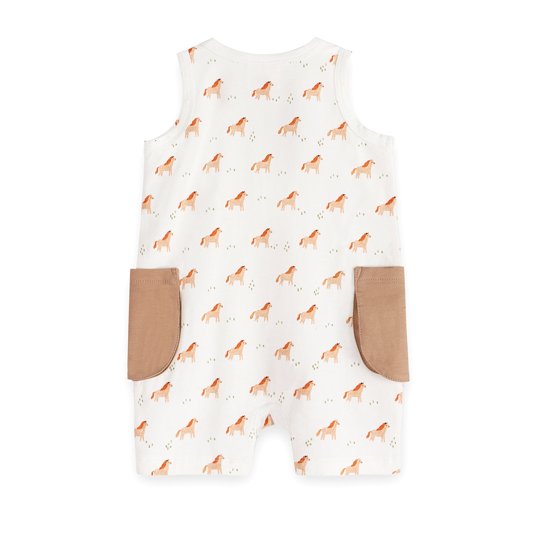 Horse Baby Side Pocket Shortie Romper Back (Organic Jersey)