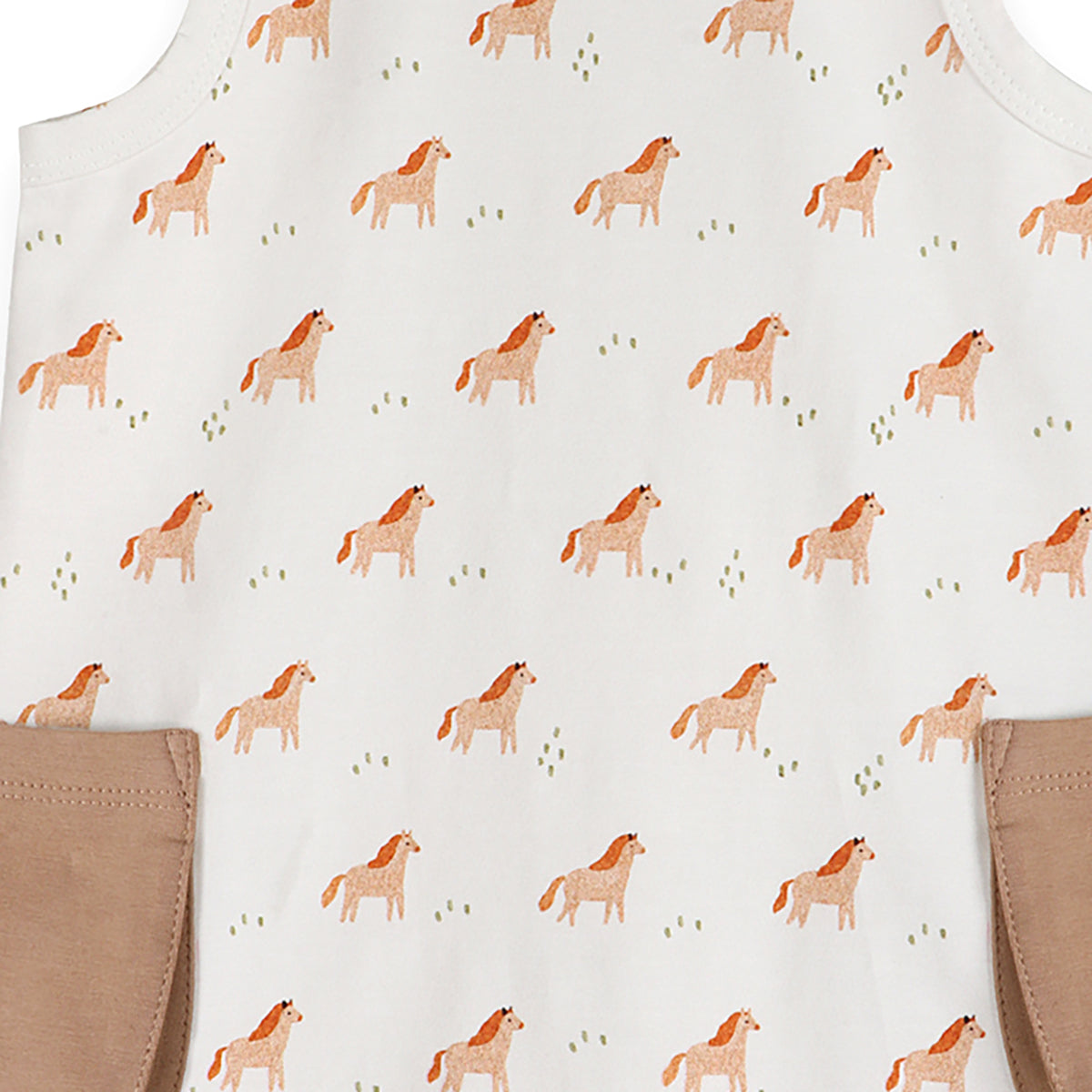 Horse Baby Side Pocket Shortie Romper Detail (Organic Jersey)