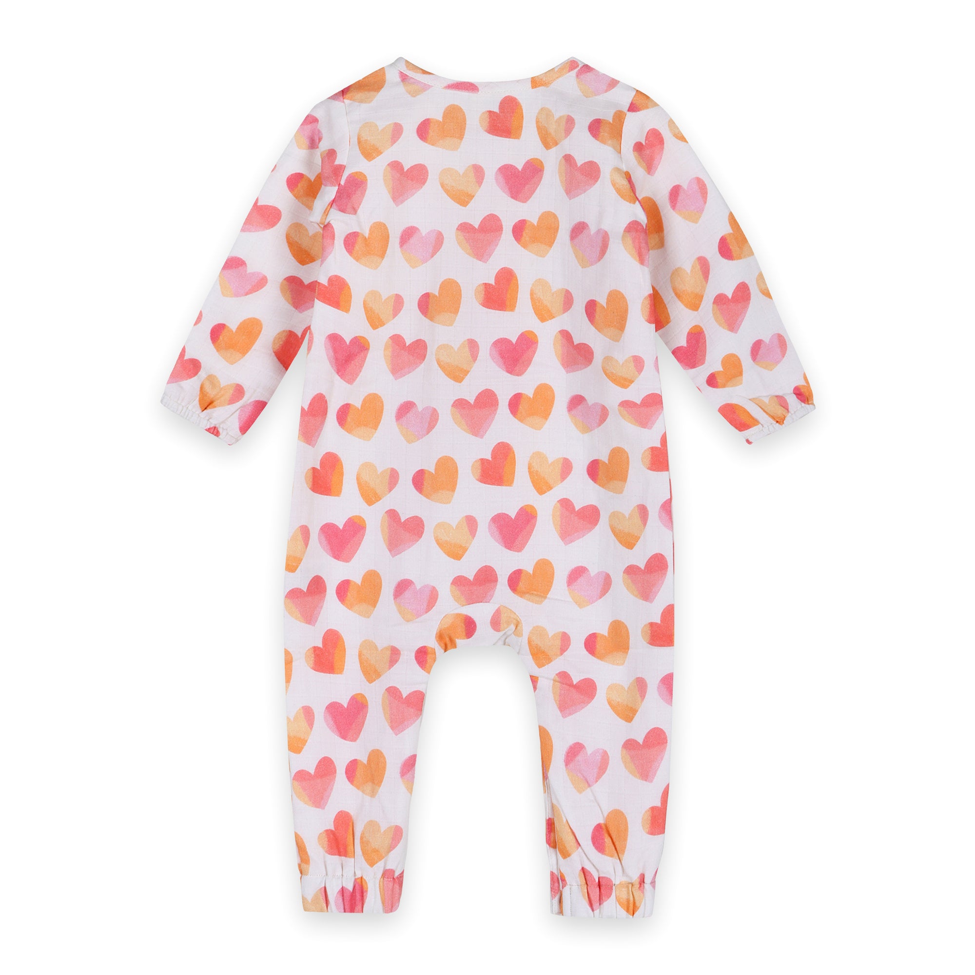 Hearts Baby Coverall Jumpsuit Back (Organic Muslin)