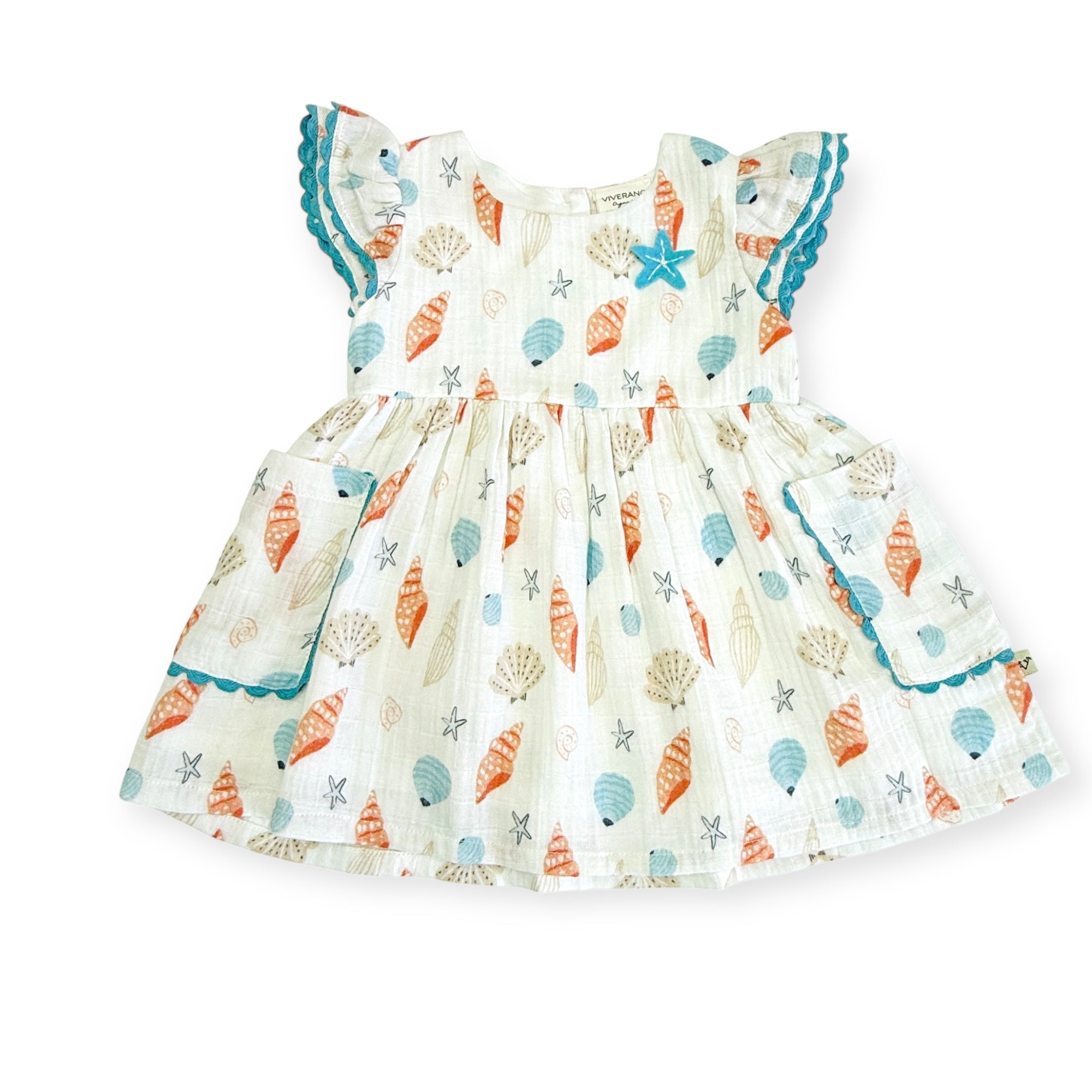 Seashell Pocket Baby Dress (Organic Muslin)