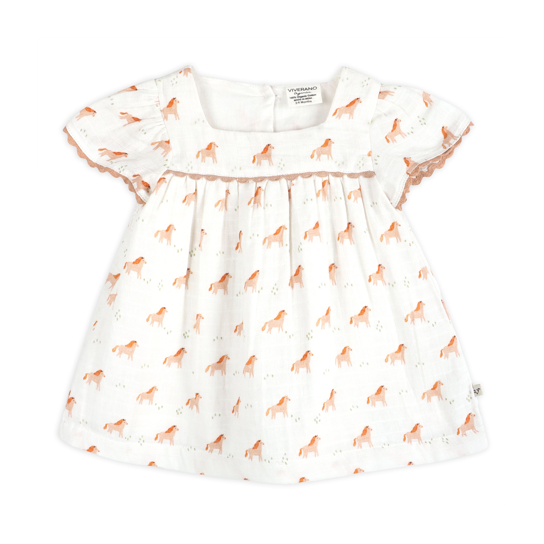 Horse Baby Dress Front (Organic Muslin)