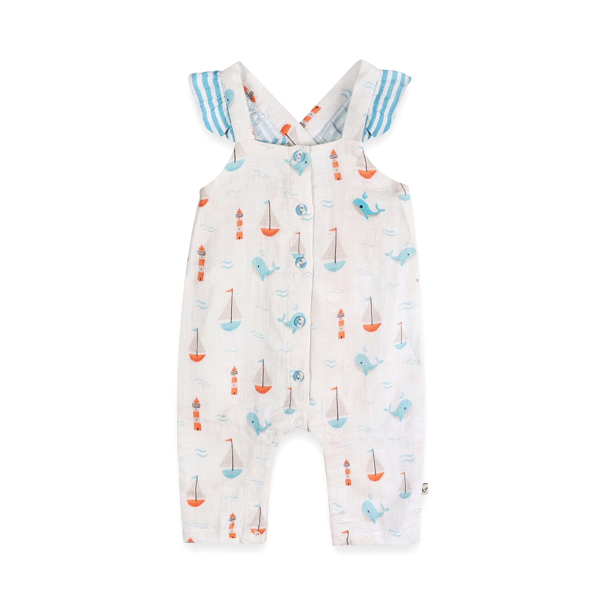 Sailboat Whales Baby Jumpsuit (Organic Muslin)
