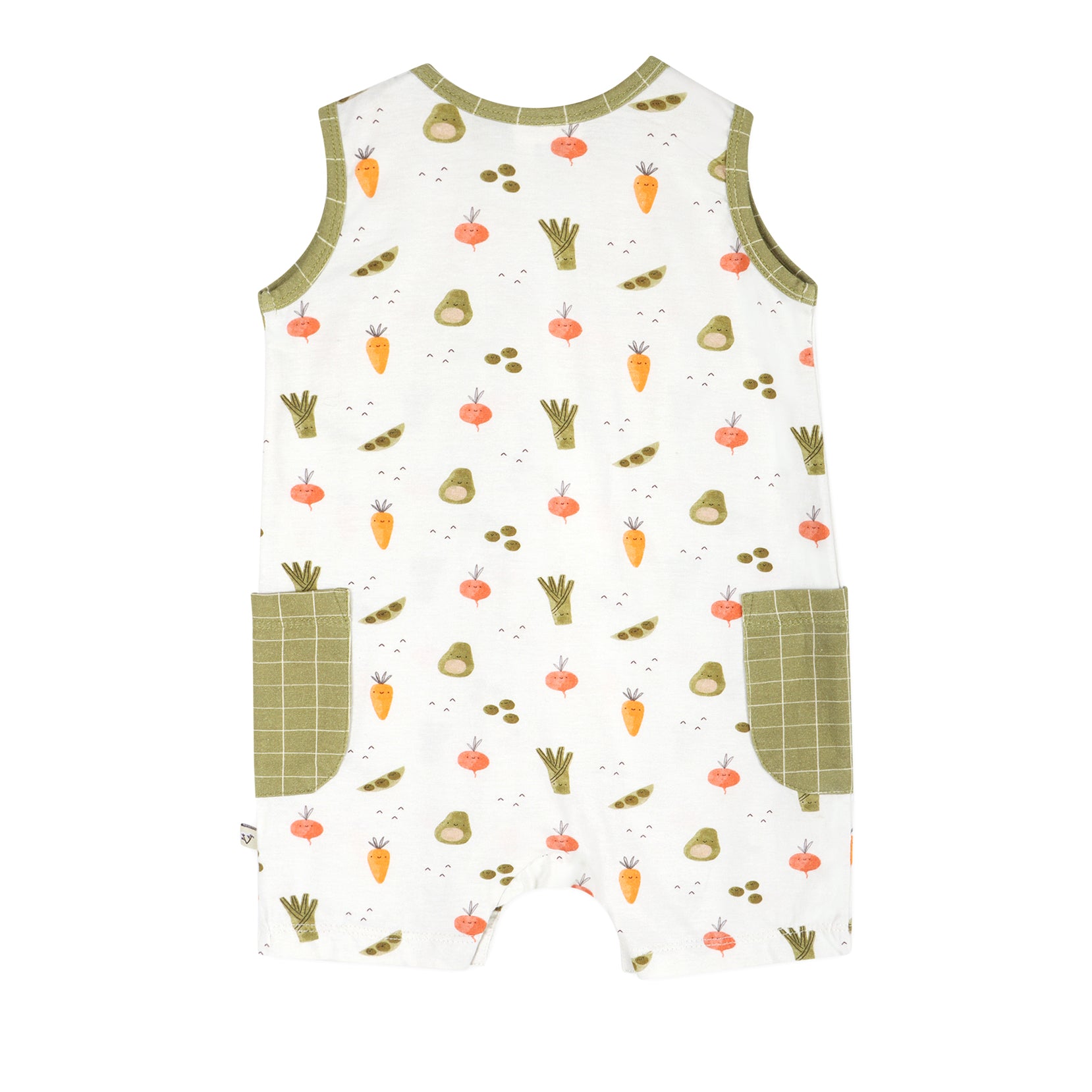 Veggies Side Pocket Baby Romper Back (Organic Jersey)