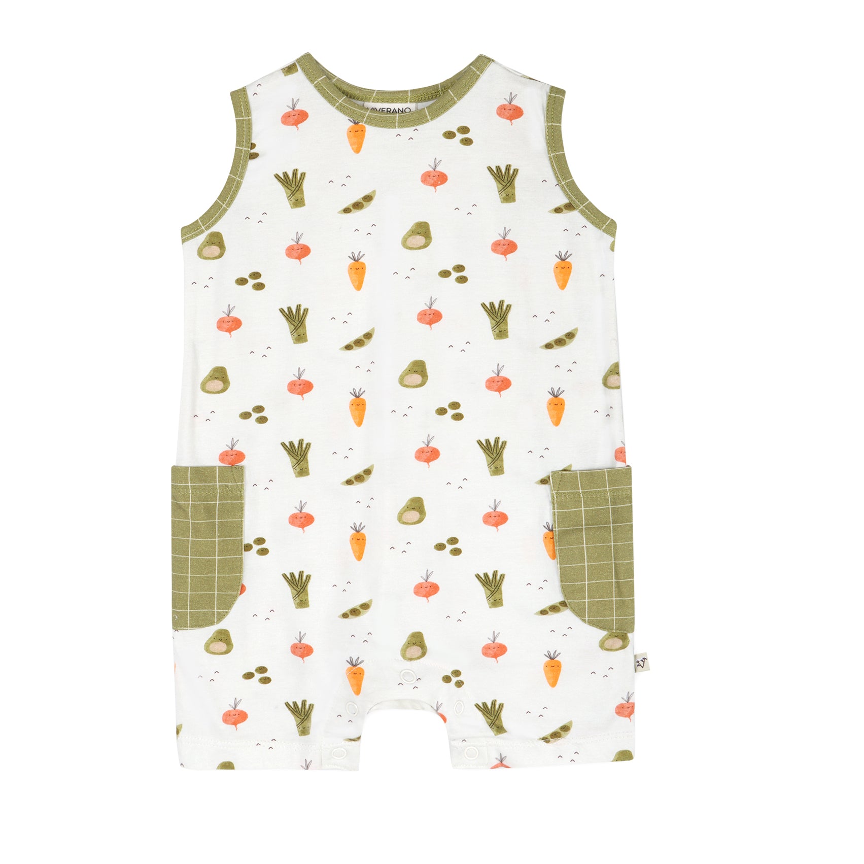 Veggies Side Pocket Baby Romper (Organic Jersey)