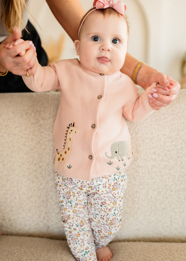 Animal Safari Embroidered Baby Cardigan Sweater (Organic) 
