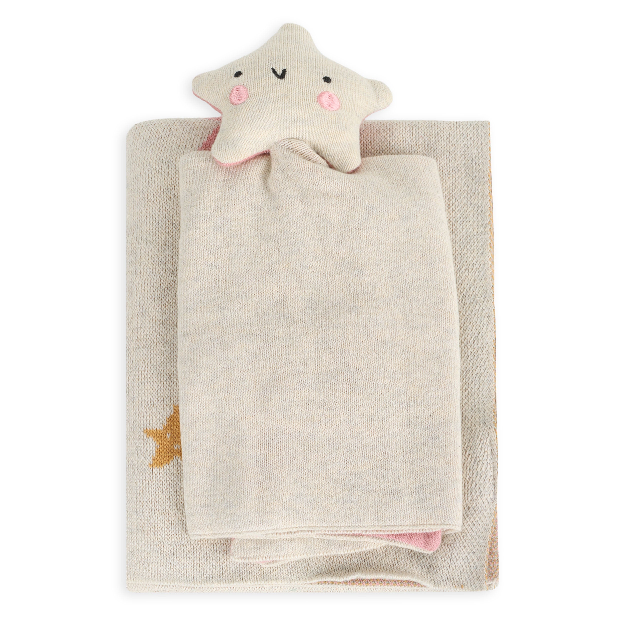 Stars - Jacquard Knit Baby Blanket & Lovey Gift SET (Organic)