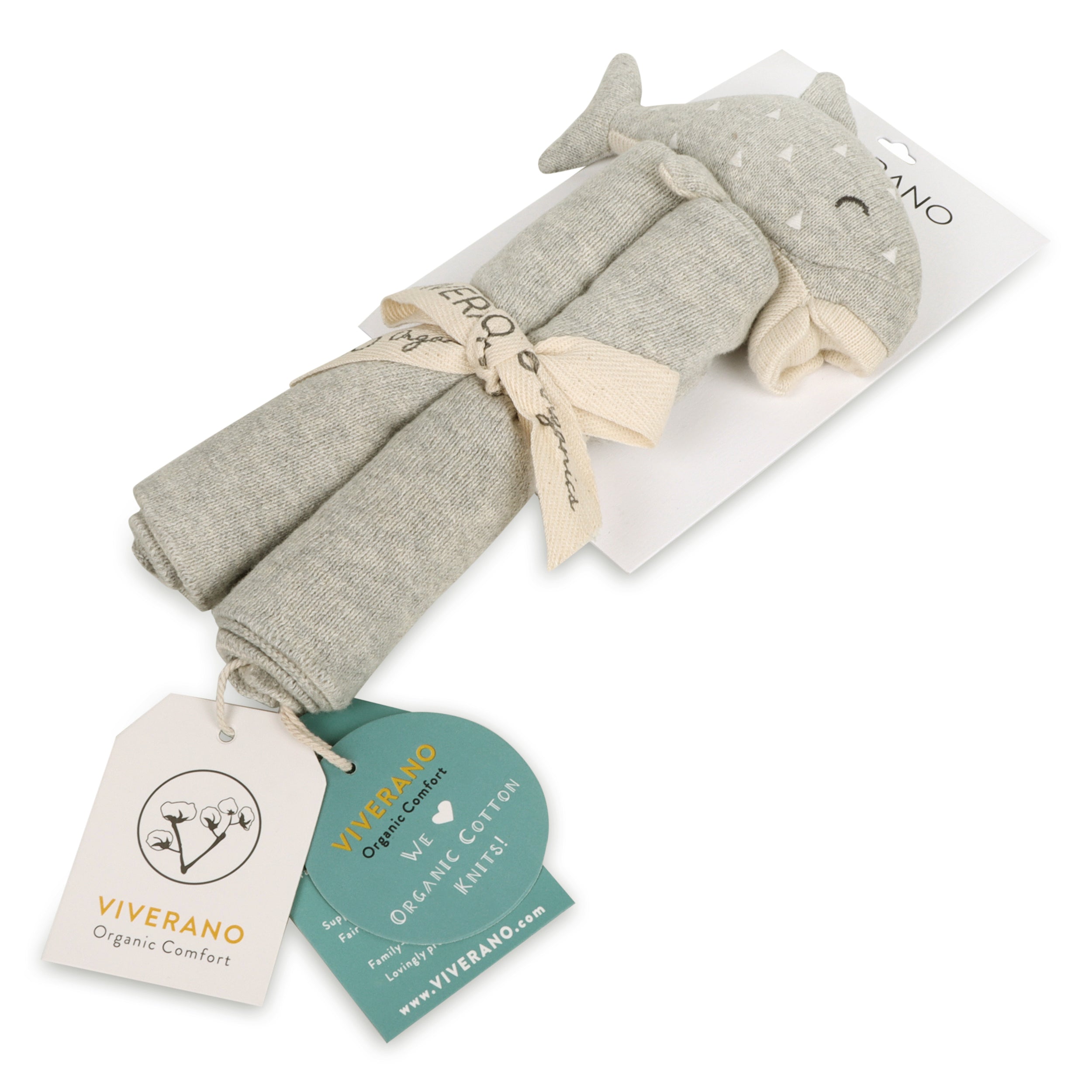 Whale - Organic Baby Lovey Security Blanket