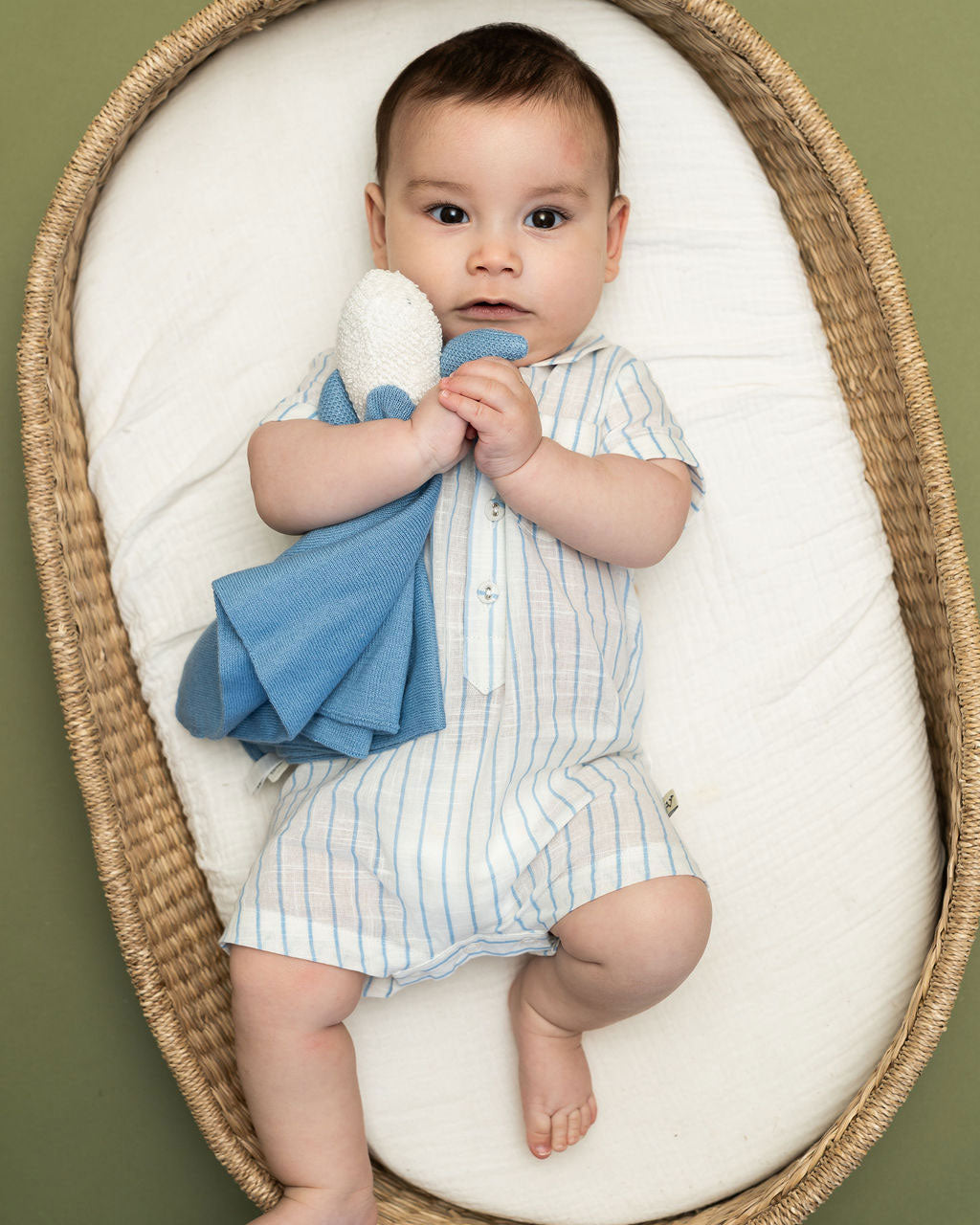 Blue Whale - Organic Baby Lovey Security Blanket Cuddle Cloth at Play
