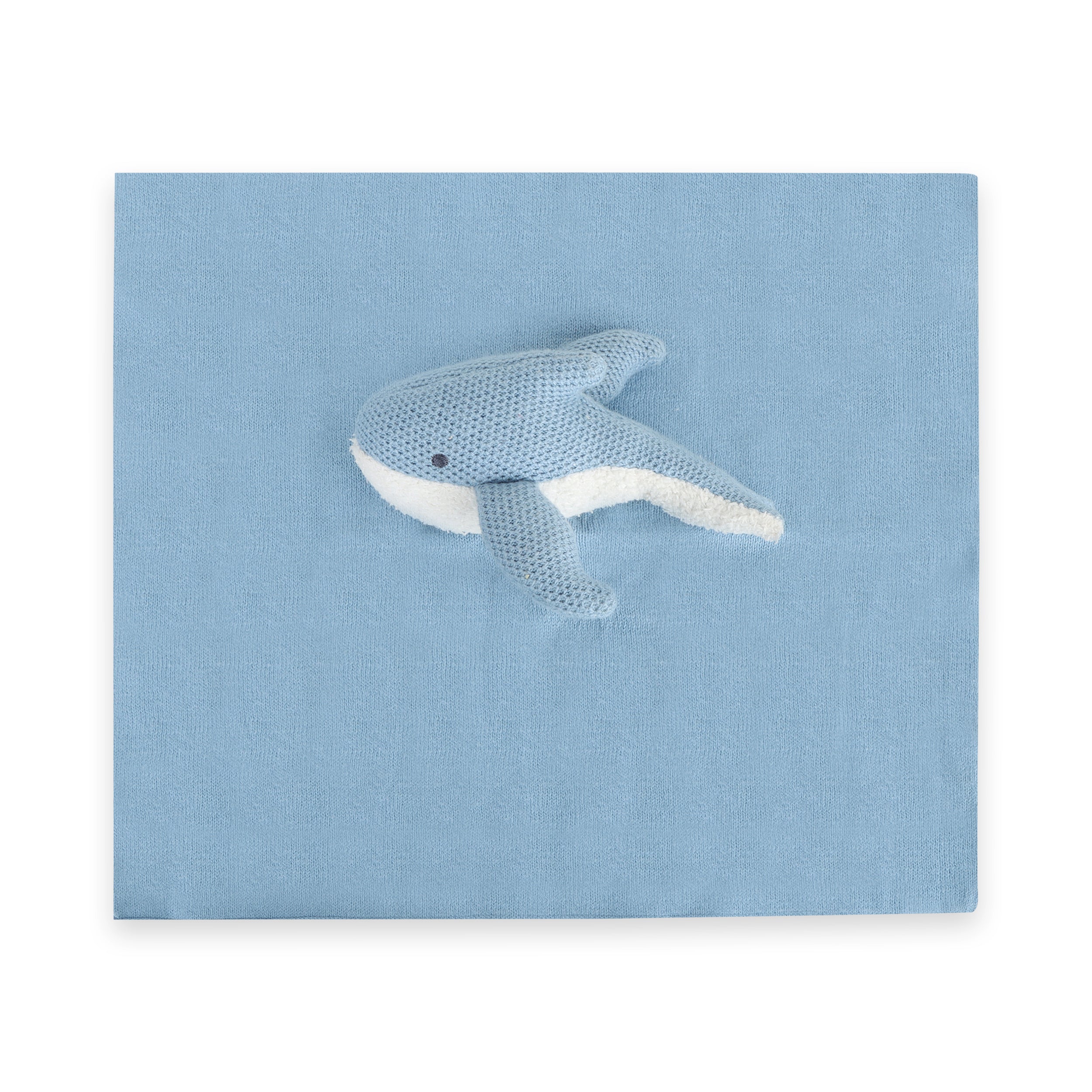 Blue Whale - Organic Baby Lovey Security Blanket Top
