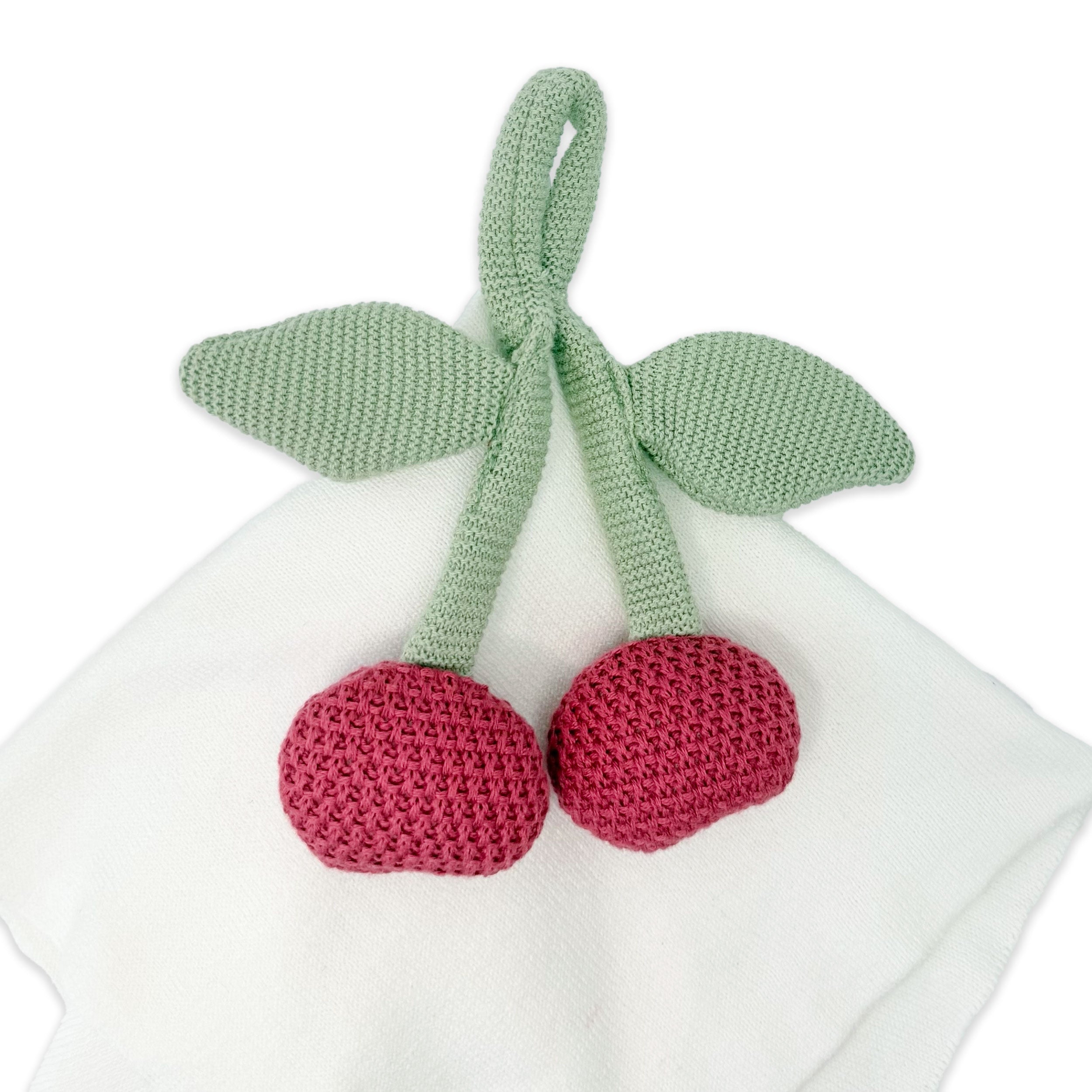 Cherry - Organic Baby Lovey Security Blanket Cuddle Cloth