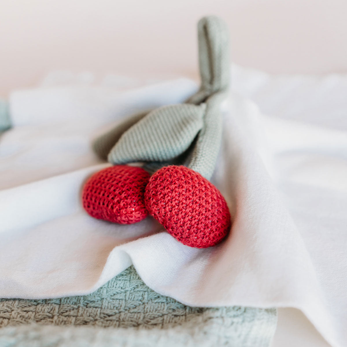 Cherry - Organic Baby Lovey Security Blanket Cuddle Cloth