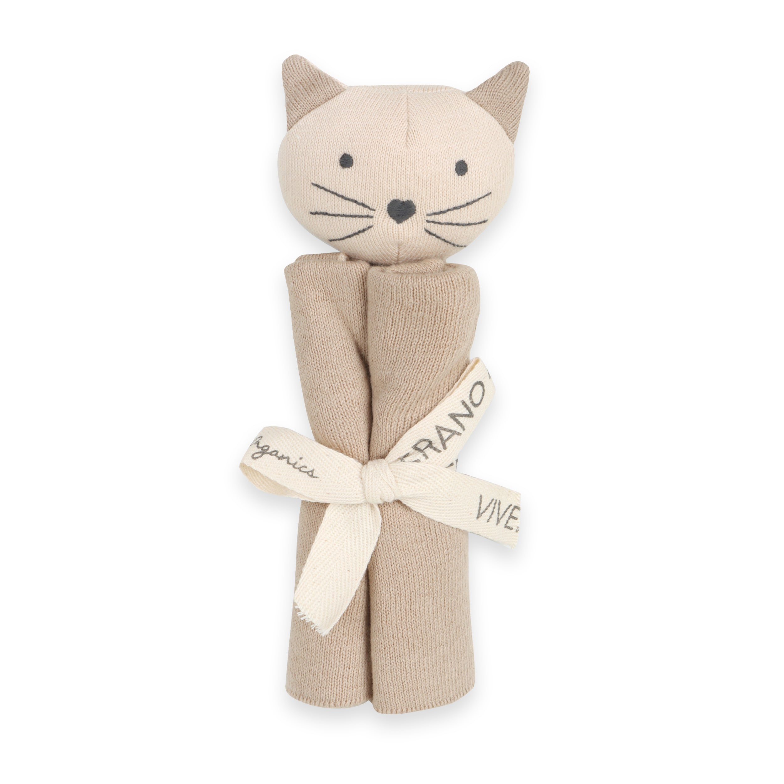 Kitty Cat - Organic Baby Lovey Security Blanket Wrapped