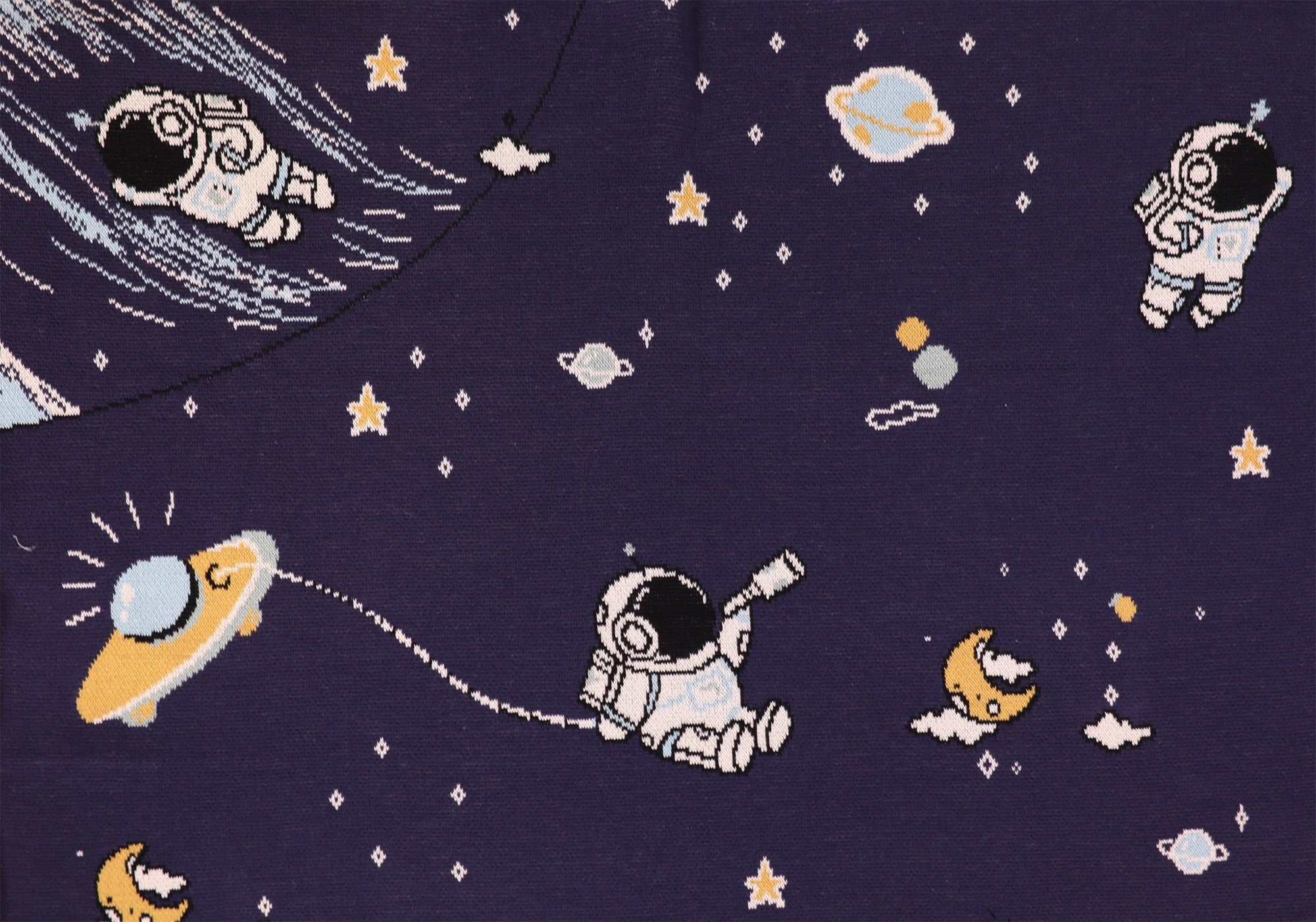 Astronaut- Jacquard Sweater Knit Organic Cotton Baby Blankets by Viverano