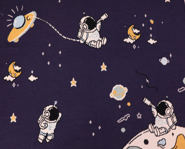 Astronaut- Jacquard Sweater Knit Organic Cotton Baby Blankets by Viverano