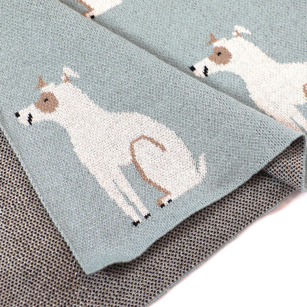 Dogs- Jacquard Sweater Knit Organic Cotton Baby Blankets by Viverano