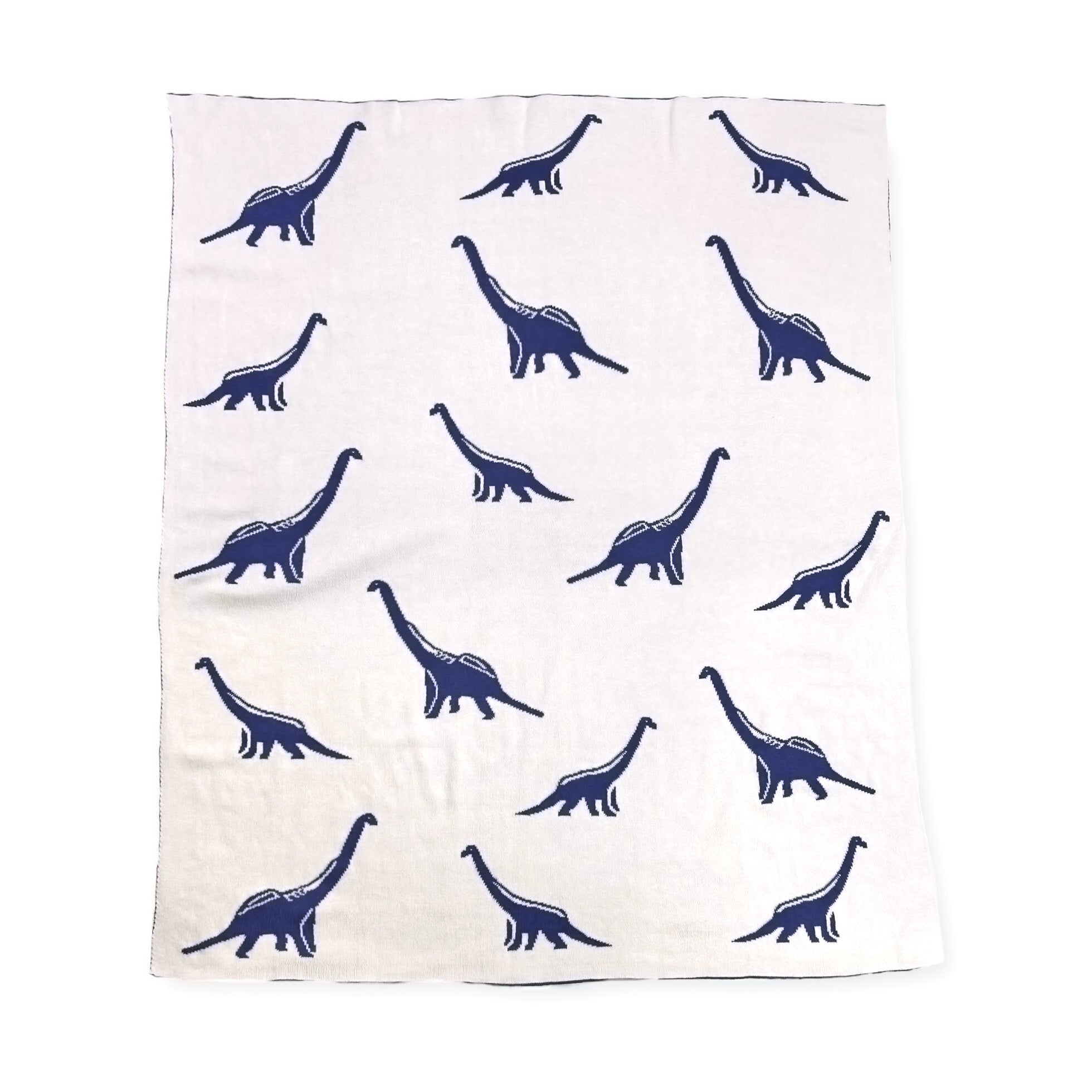 Dinosaur - Bi-Color Jacquard Sweater Knit Reversible Organic Cotton Baby Blankets by Viverano