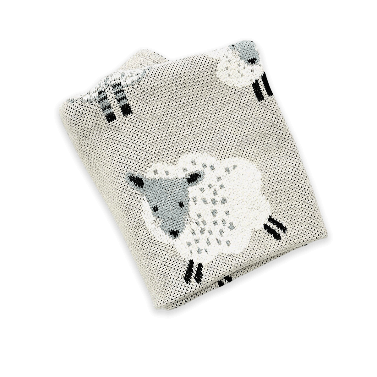 Happy Sheep - Mid Weight Jacquard Sweater Knit Baby Blanket (Organic Cotton)