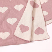 Hearts - Bi-Color Jacquard Sweater Knit Reversible Baby Blankets (Organic Cotton)