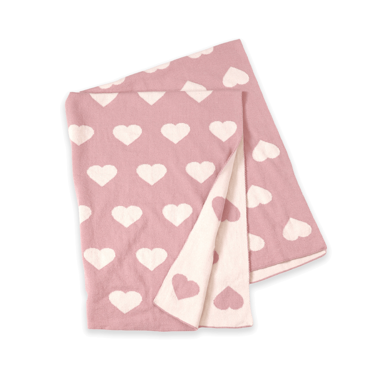 Hearts - Reversible Bi-Color Jacquard Sweater Knit Baby Blanket (Organic Cotton)