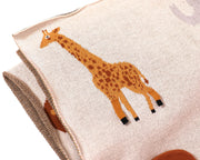 Savannah Safari Elephant Gator Giraffe - 3D Jacquard Sweater Knit Organic Cotton Baby Blankets