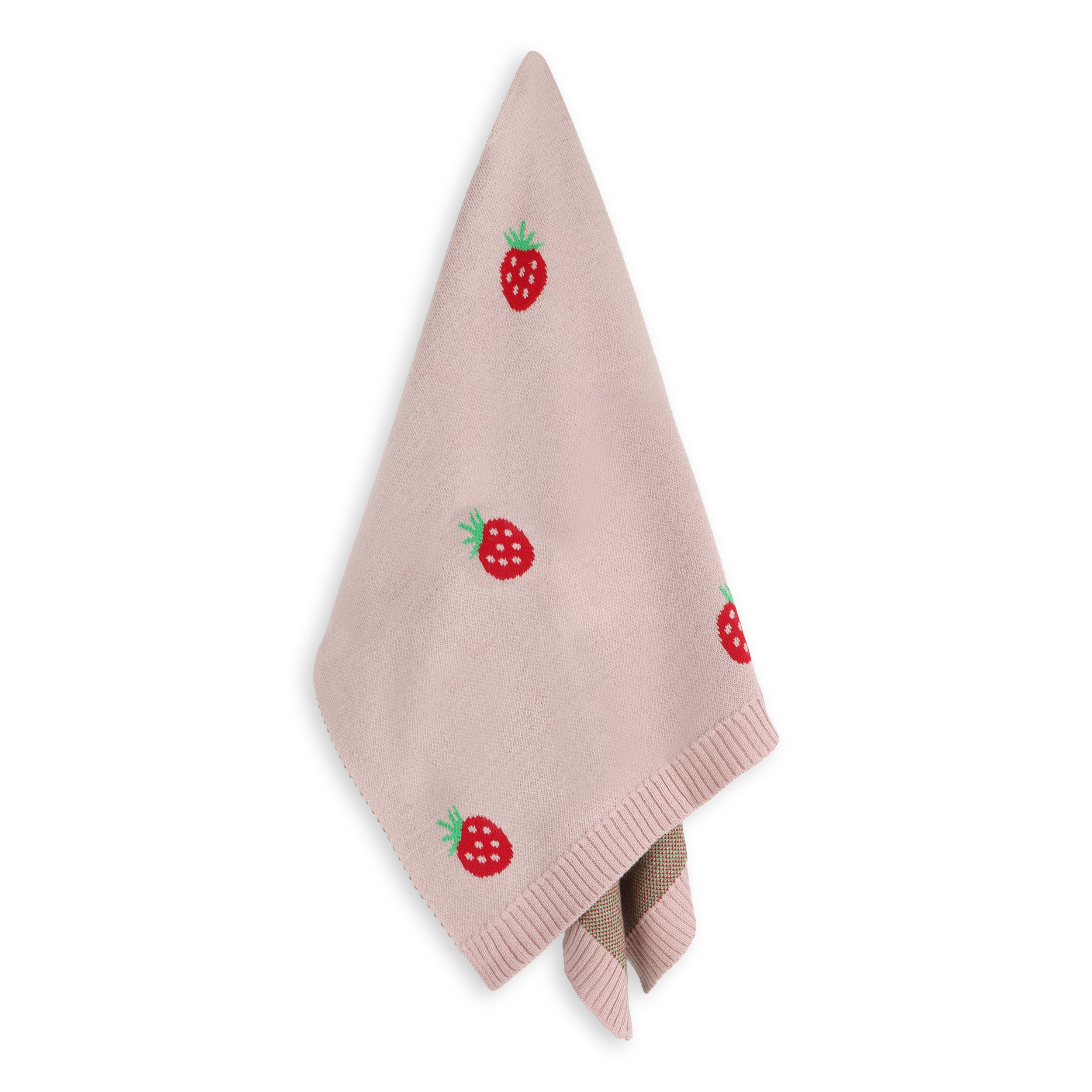 Strawberry - Organic Cotton Jacquard Sweater Knit Baby Blankets