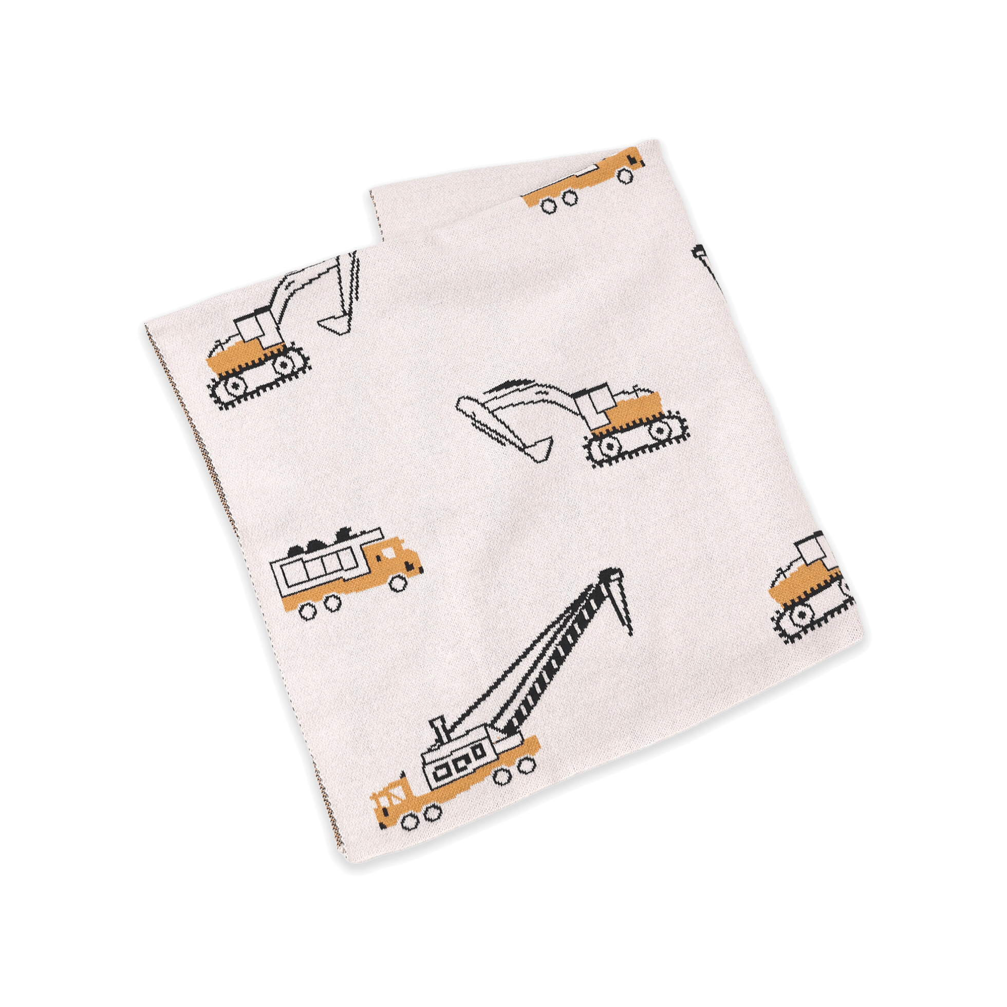 Construction Trucks - Jacquard Sweater Knit Baby Blanket (Organic Cotton)