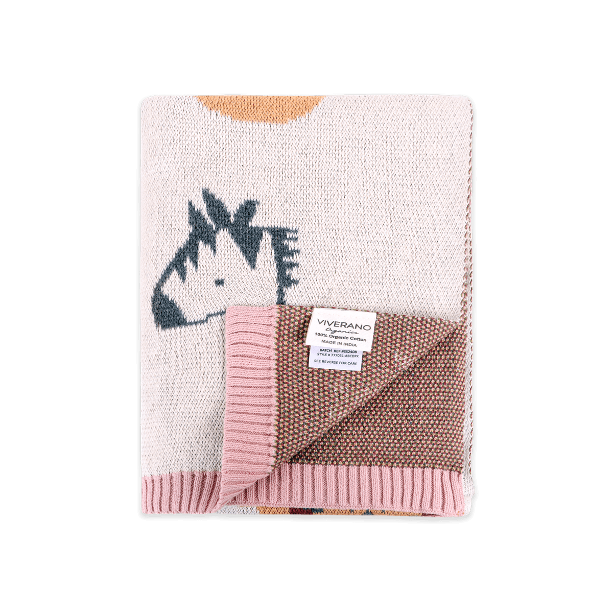 Alphabet Blush - Jacquard Sweater Knit Baby Blanket (Organic Cotton)