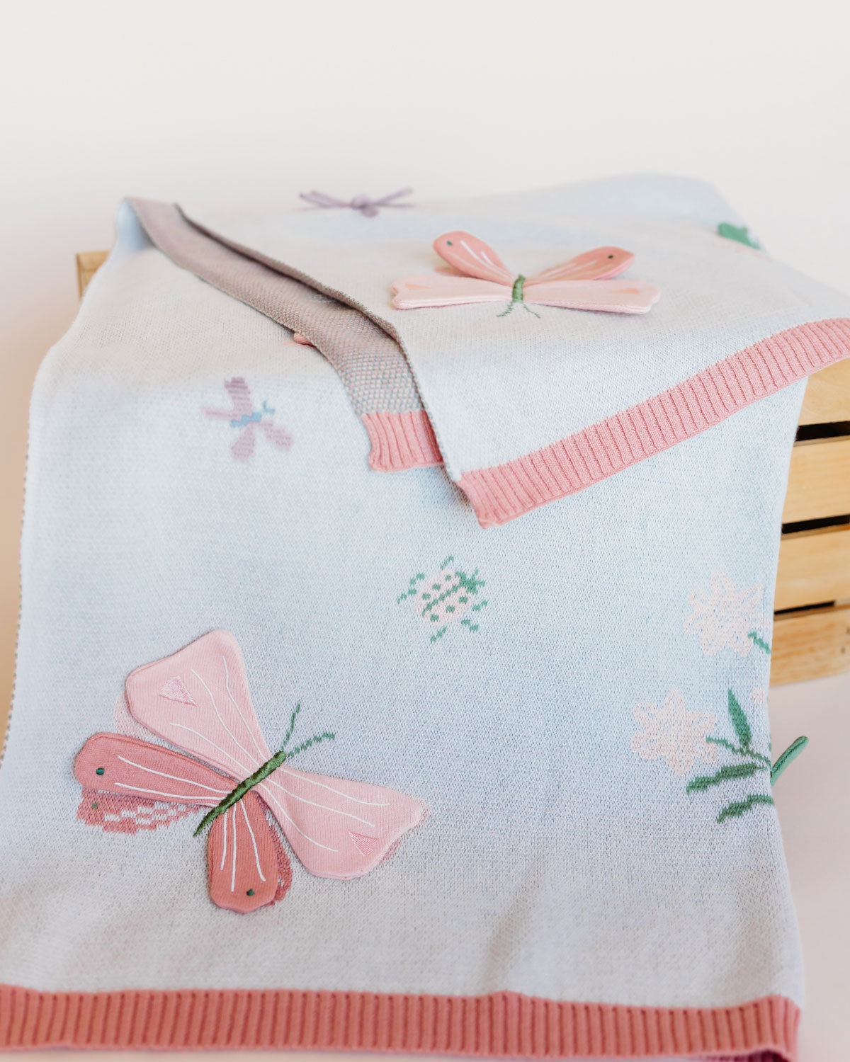 Bloom Butterfly - 3D Jacquard Sweater Knit Baby Blanket (Organic Cotton)