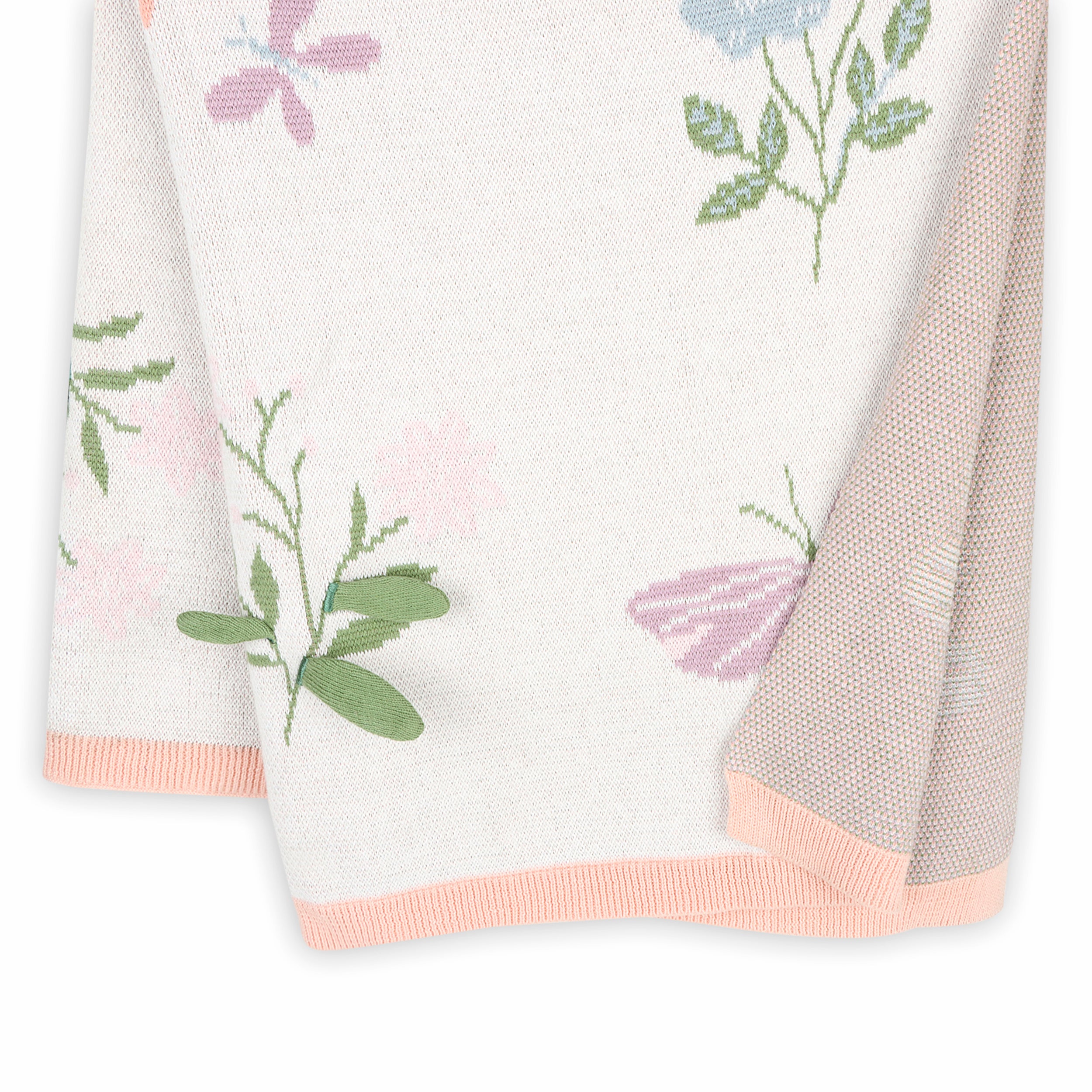 Bloom Butterfly 3D - Organic Cotton Jacquard Sweater Knit Baby Blanket Texture