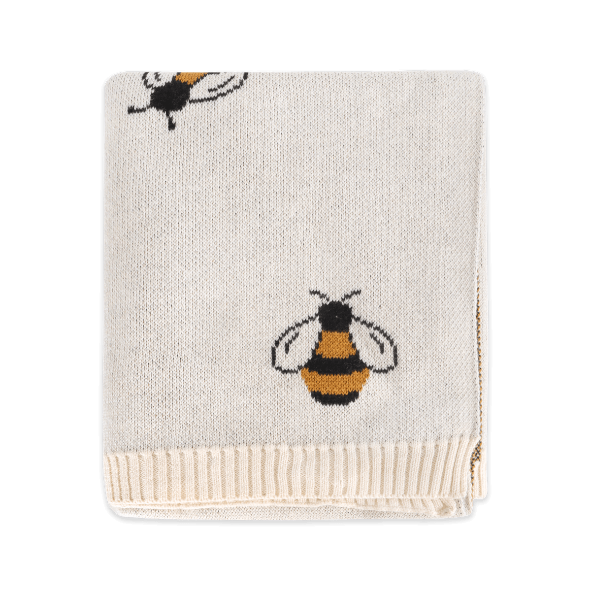 Bees - Jacquard Sweater Knit Baby Blanket (Organic Cotton)