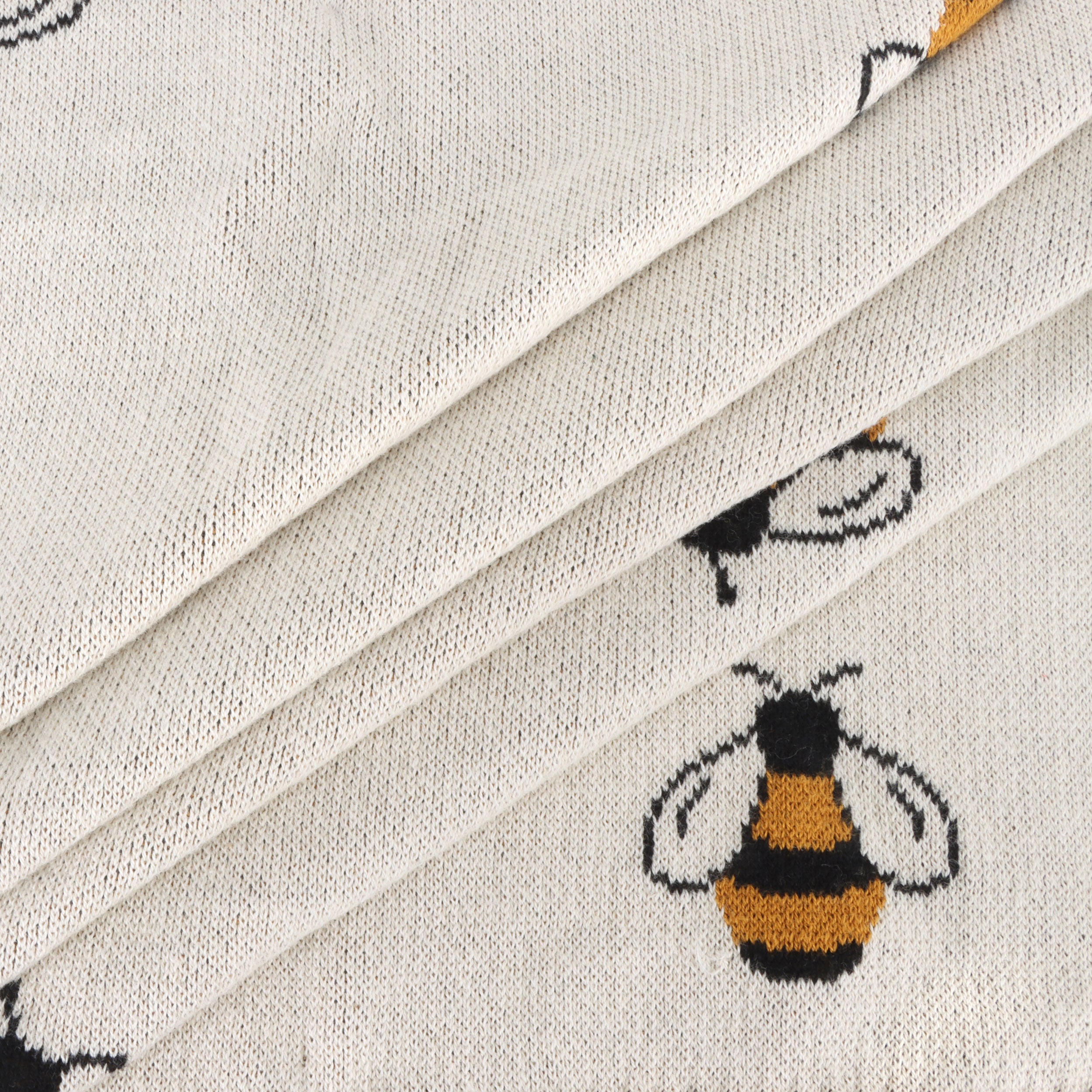 Bee TODAYFUL  Cotton Linen Knit Bees Jacquard Sweater Knit Organic Cotton Baby Blankets by Viverano