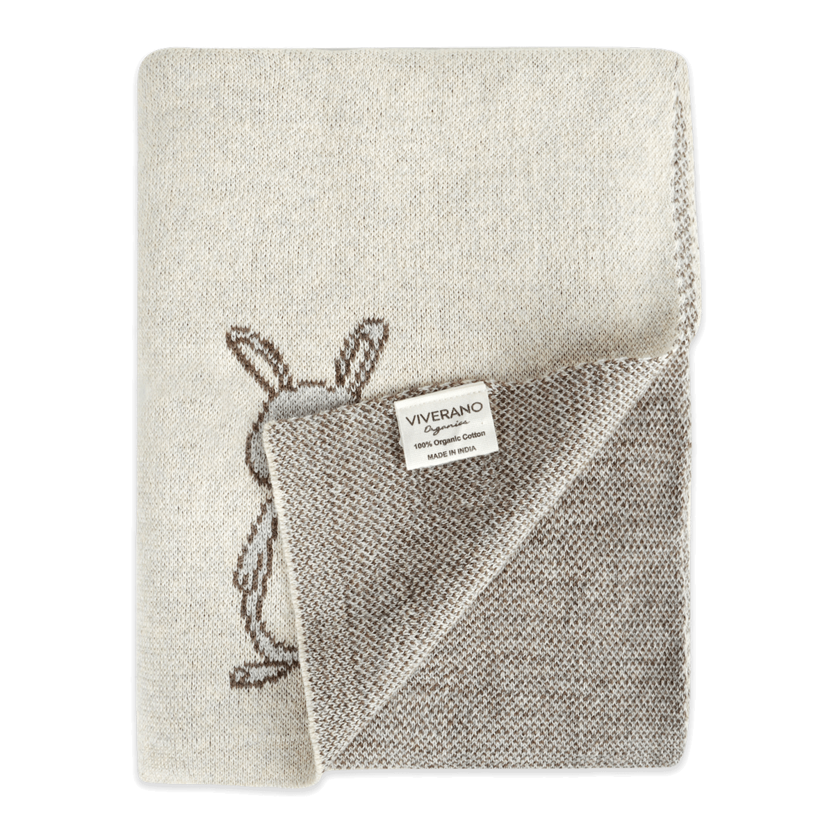 Bunny Mommy & Me - Jacquard Sweater Knit Baby Blanket (Organic Cotton)