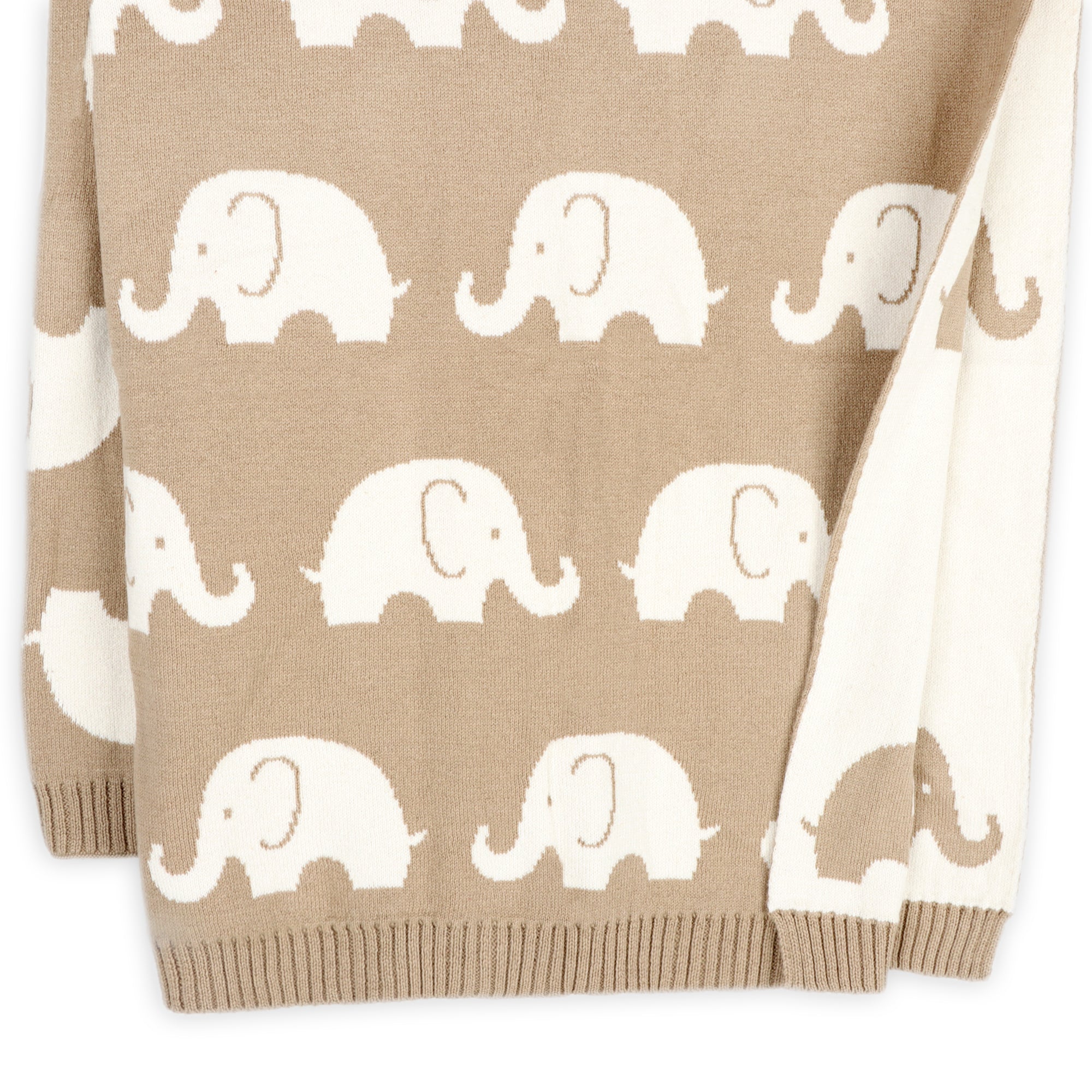 Elephant Trail - Organic Cotton Jacquard Sweater Knit Baby Blankets
